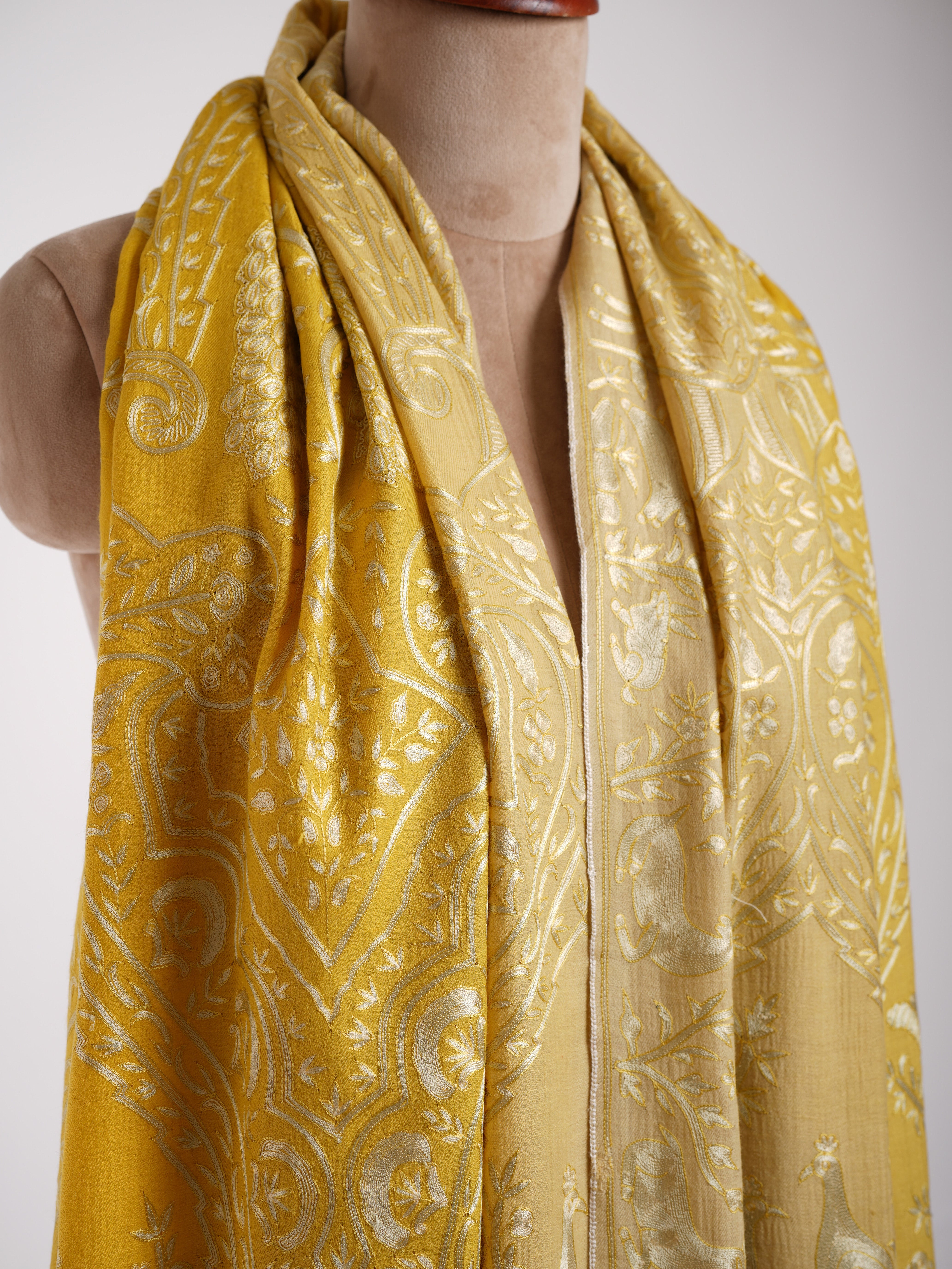 Empire Gelber Ombre Pfauen-Pashmina-Schal