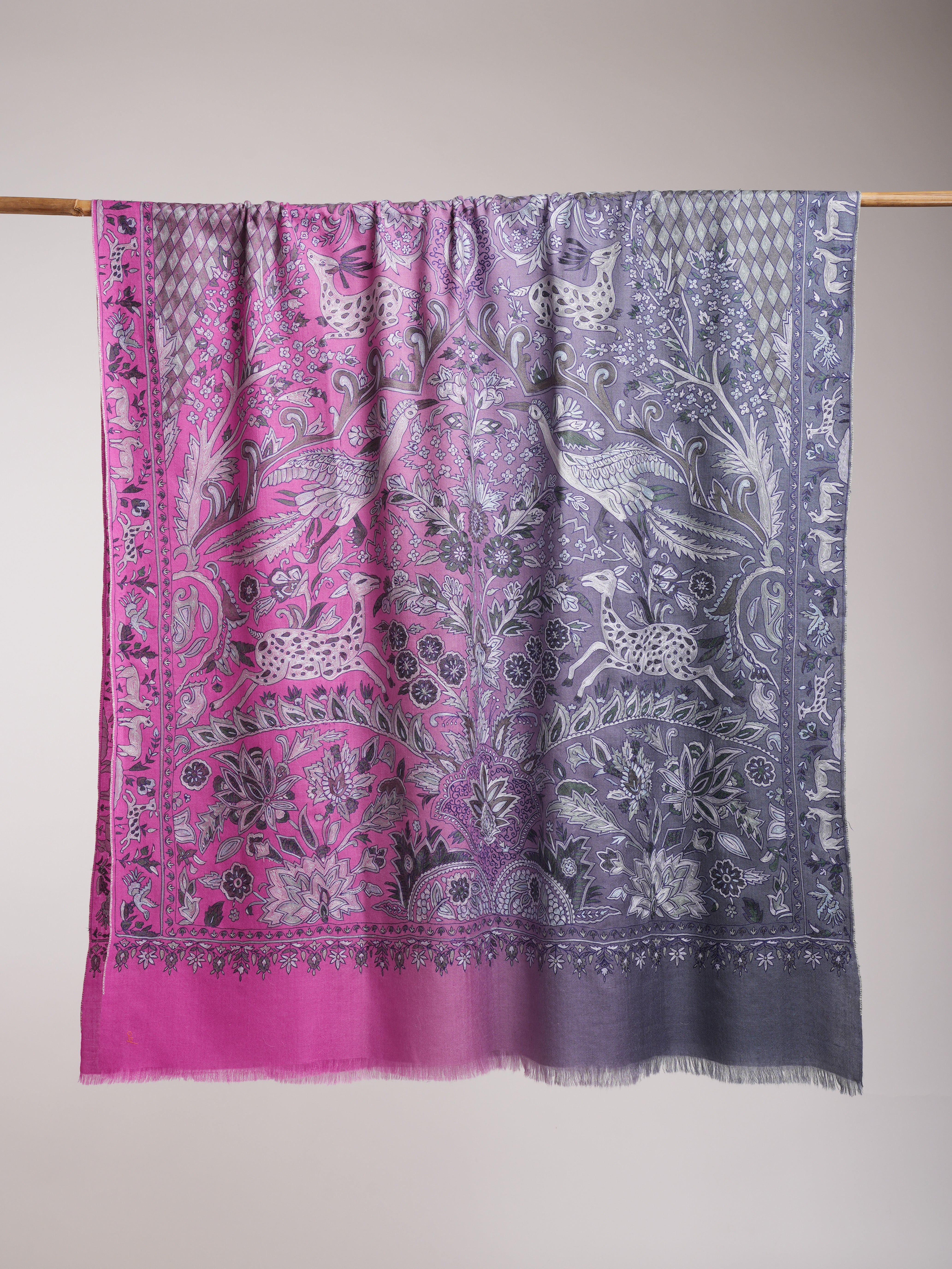 Sciallo Pashmina ricamato a ombre Lavender