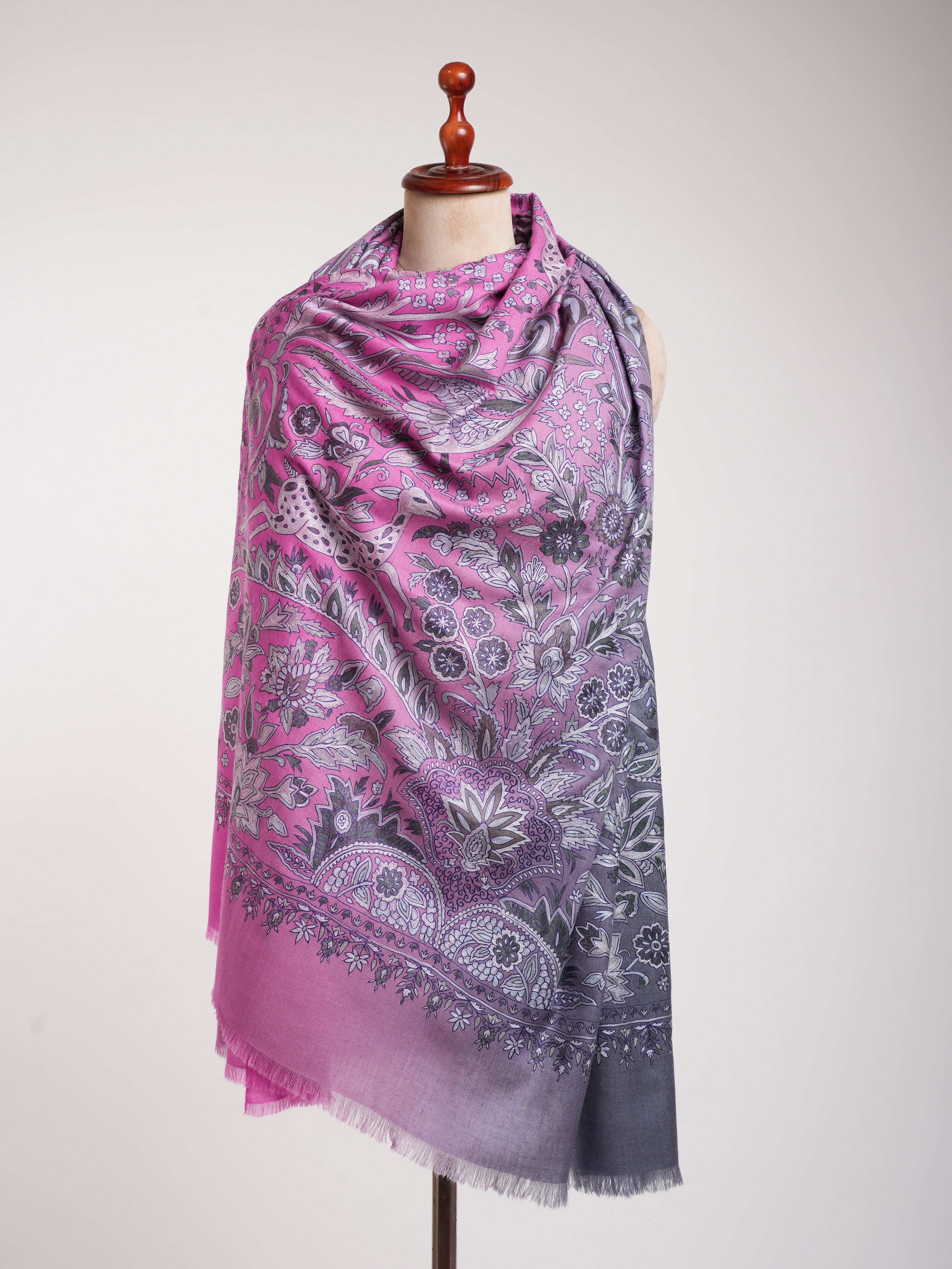 Sciallo Pashmina ricamato a ombre Lavender