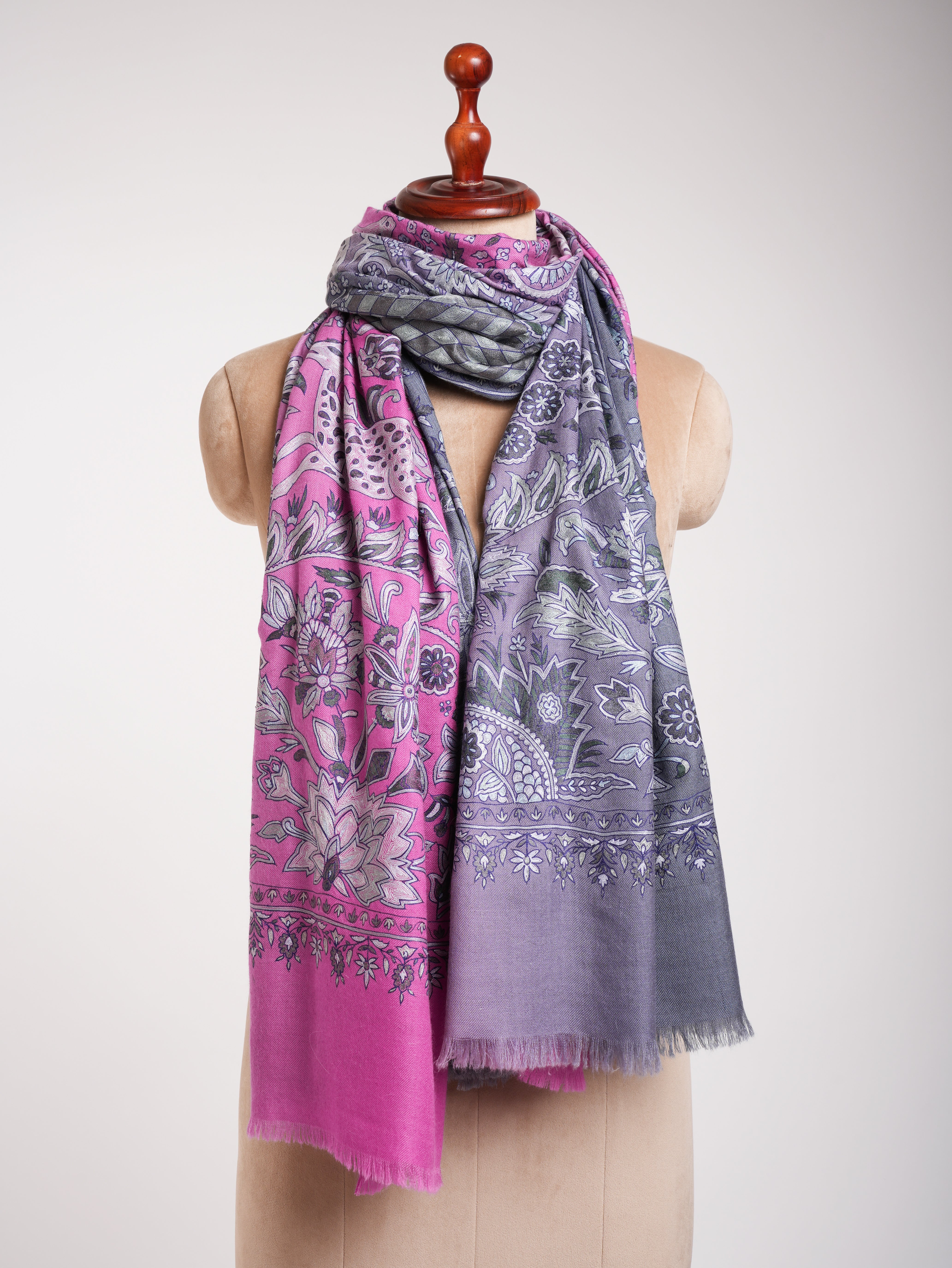 Sciallo Pashmina ricamato a ombre Lavender