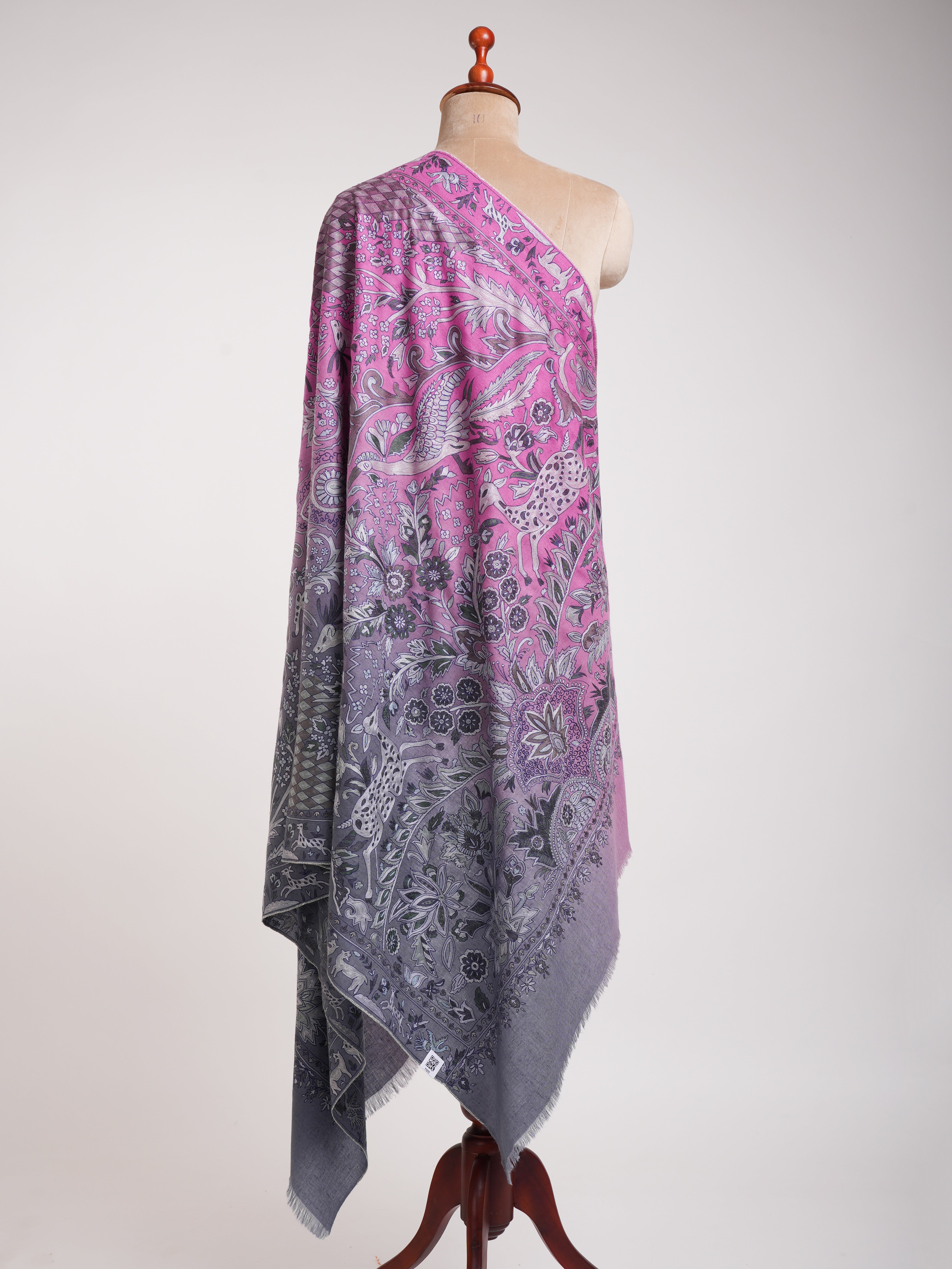 Sciallo Pashmina ricamato a ombre Lavender