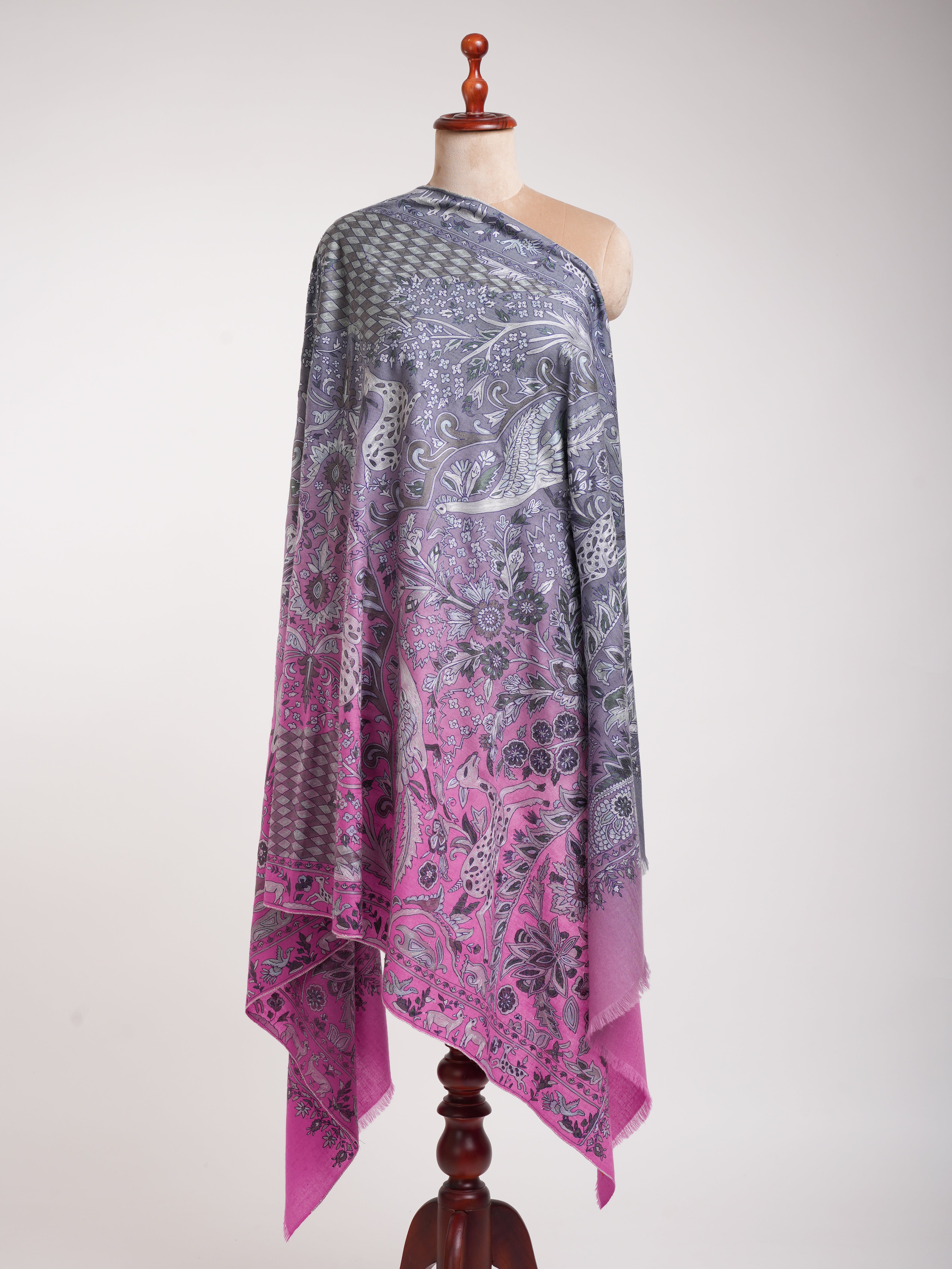 Sciallo Pashmina ricamato a ombre Lavender