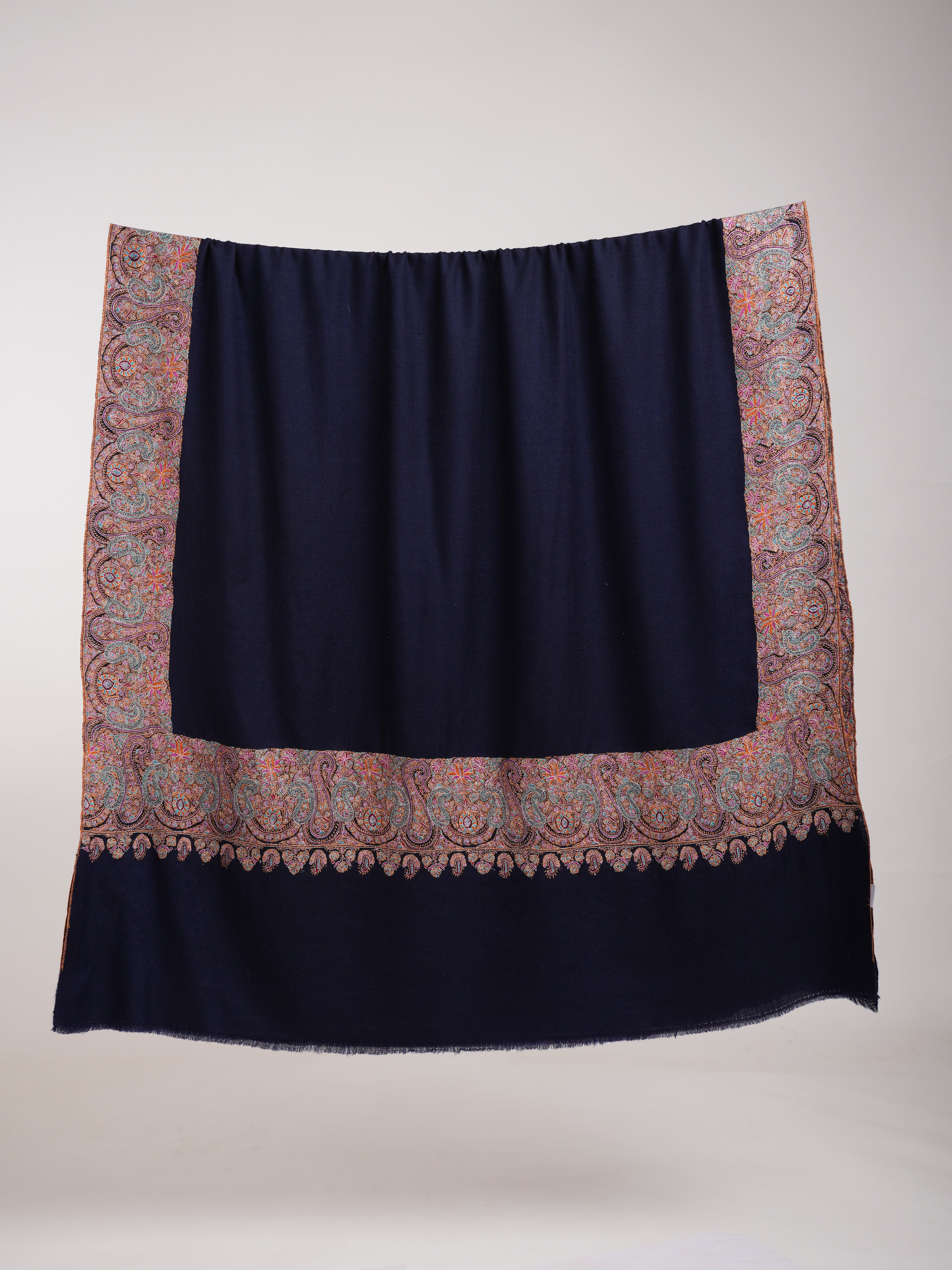 Traditional Kalanndaur Dark Blue Sozni Embroidered Shawl