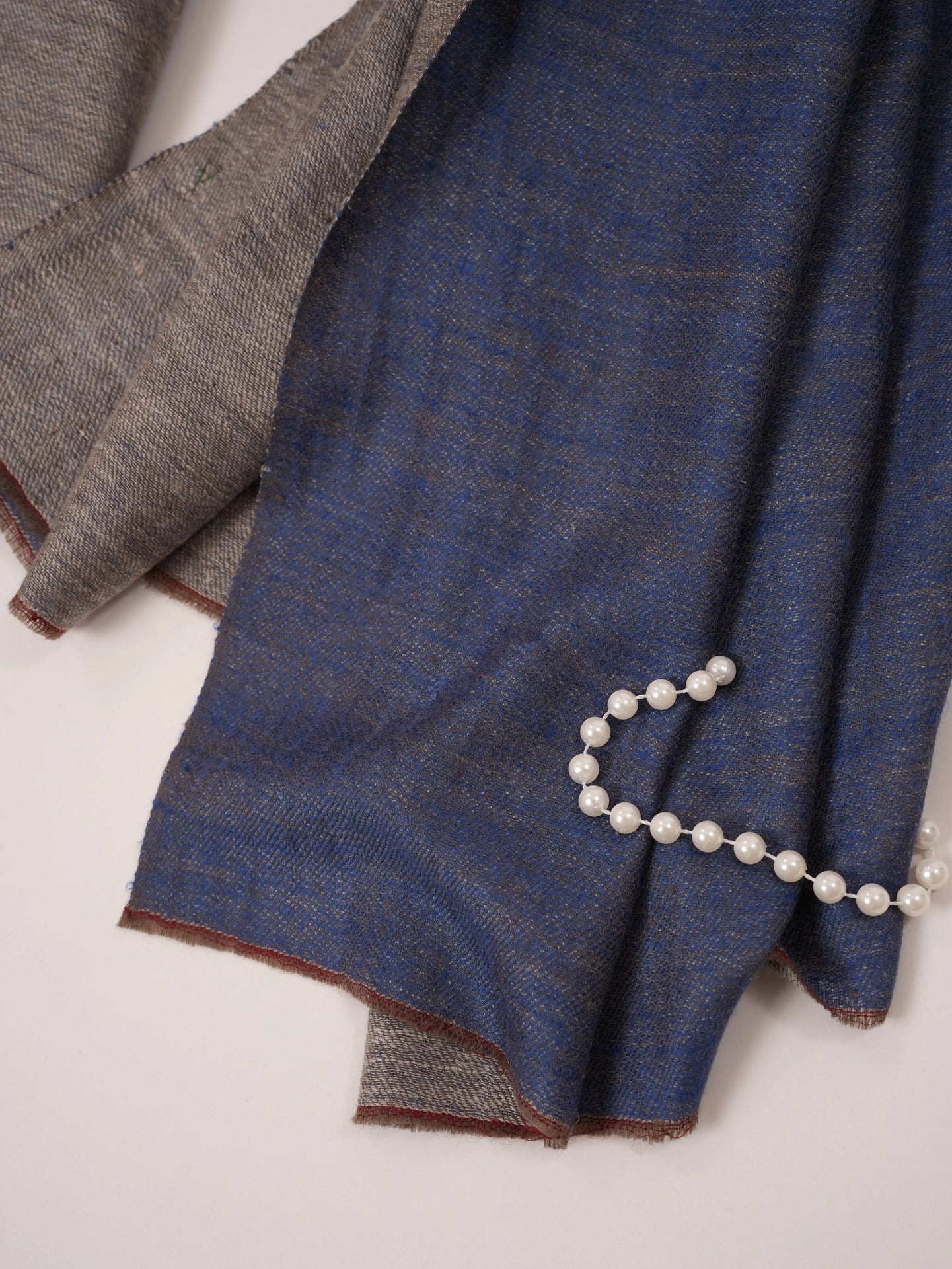 Handspun Kashmiri Dual Shade Handwoven Pure Pashmina Shawl in Blue and Grey Shahkaar.com