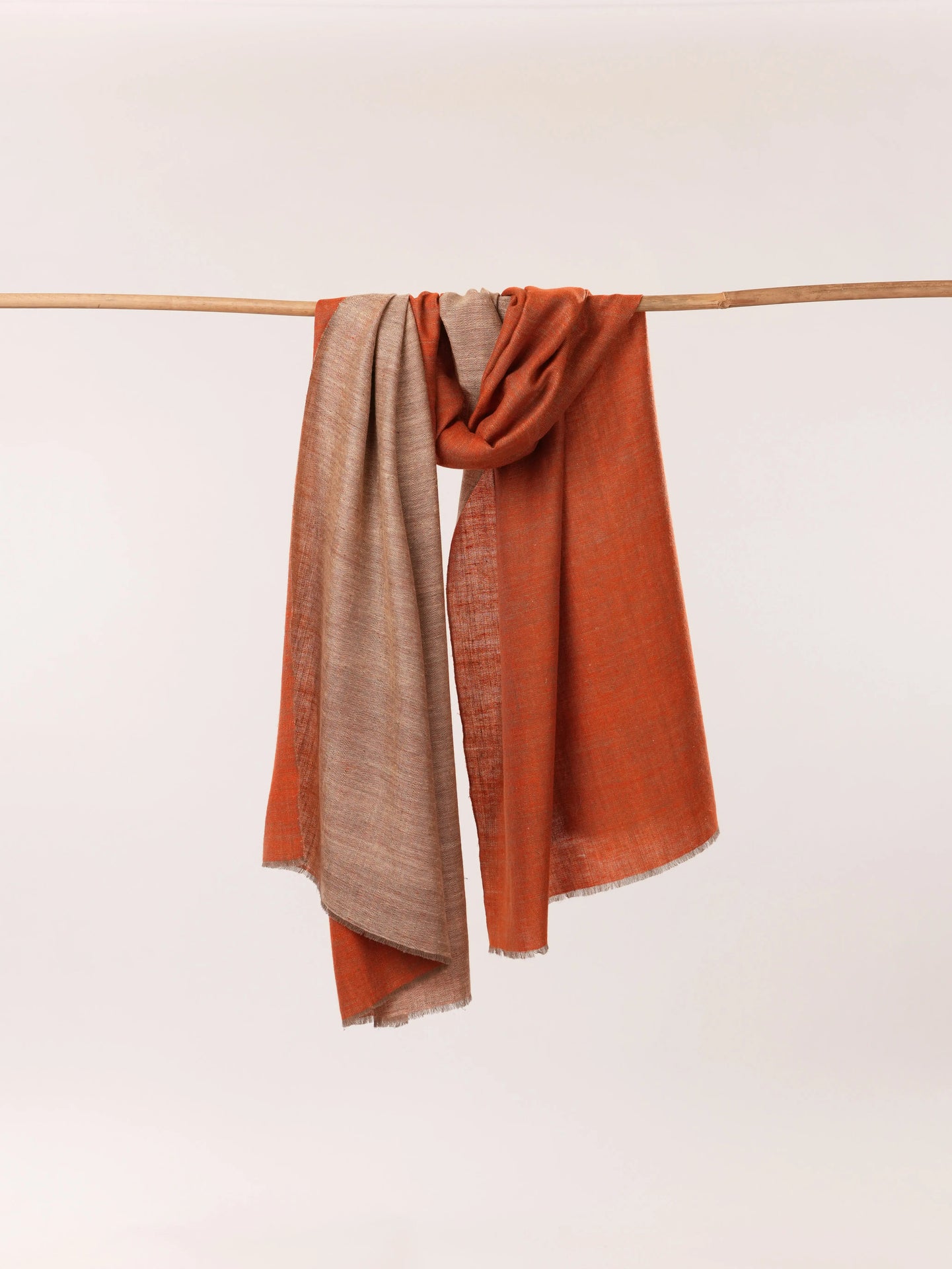 Dual Shade Handspun Handwoven Rust and Beige Handwoven Kashmiri Plain Pashmina Shawl Dual Shade Handspun Handwoven Rust and Beige Handwoven Kashmiri Plain Pashmina Shawl Shahkaar.com