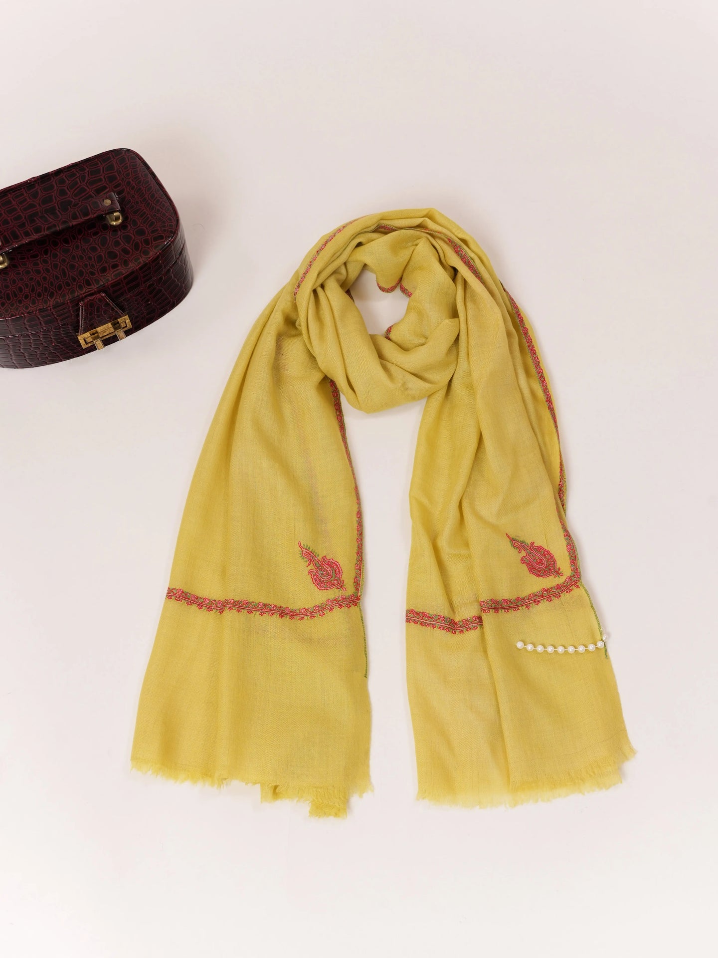 Featherlight Hand Embroidered Cashmere Scarf Shahkaar.com