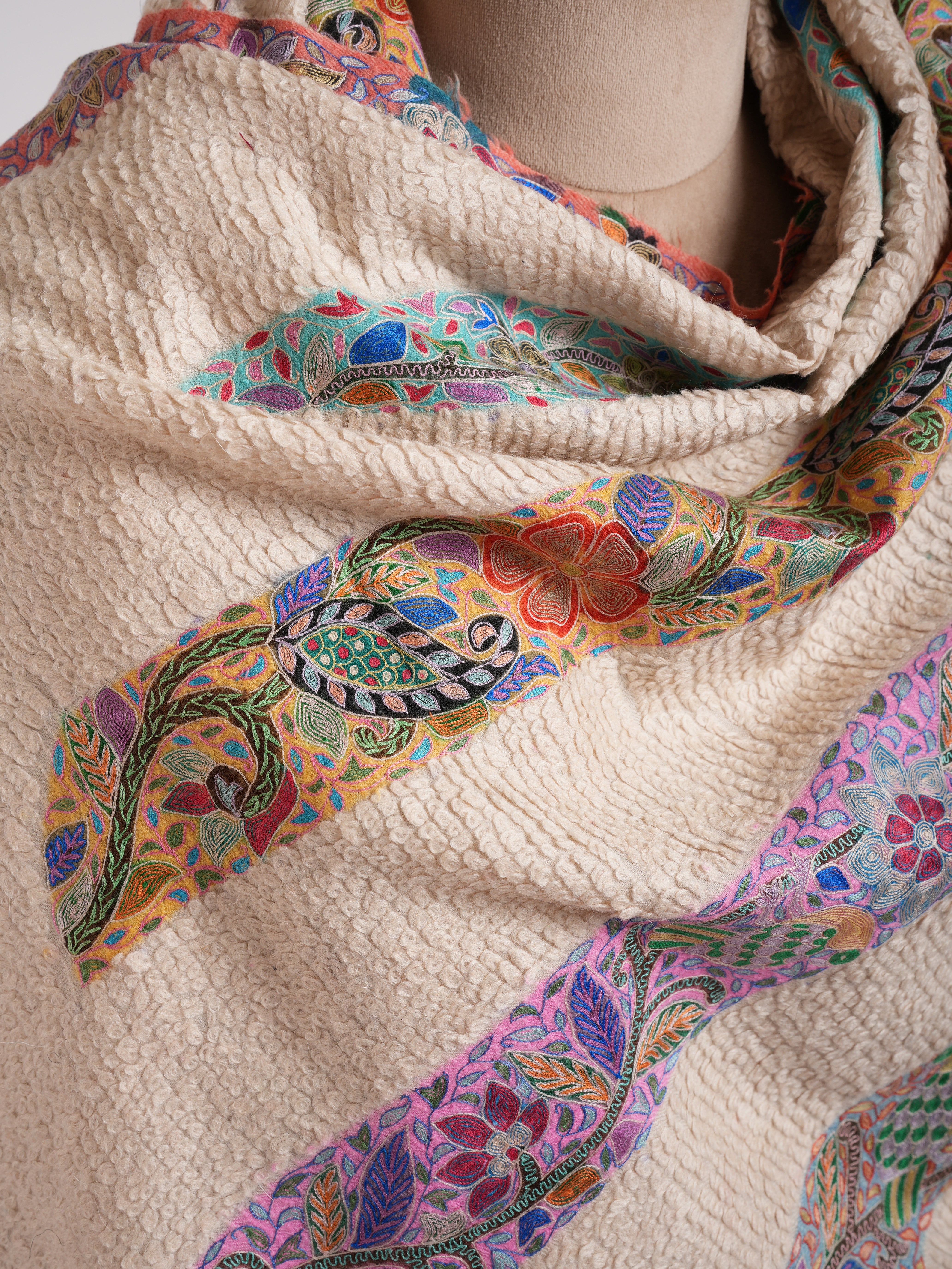 Textured Weave Kalamkari One Of a Kind Pashmina Wrap