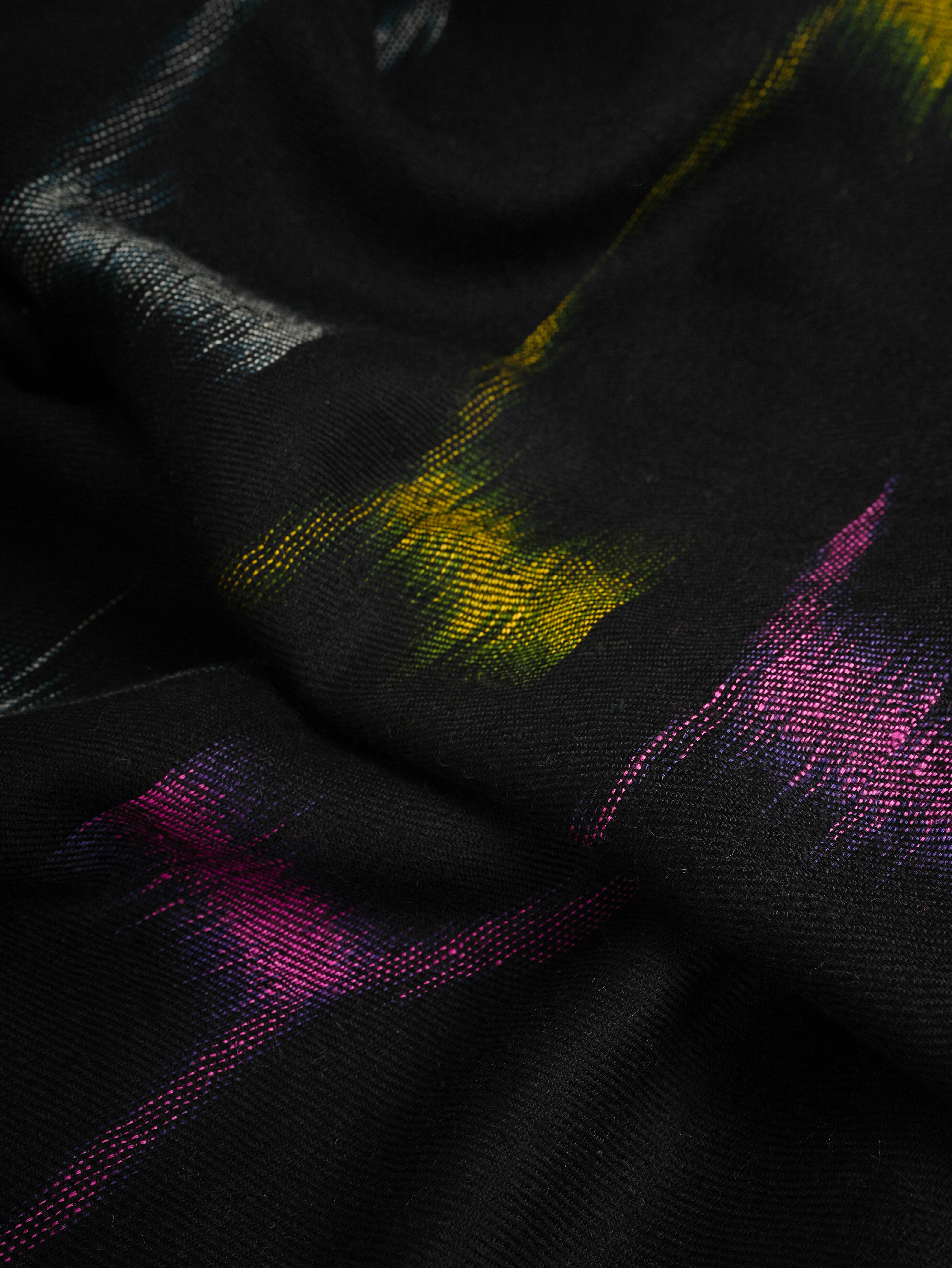 Black Cashmere Scarf with Space Dye Ikat