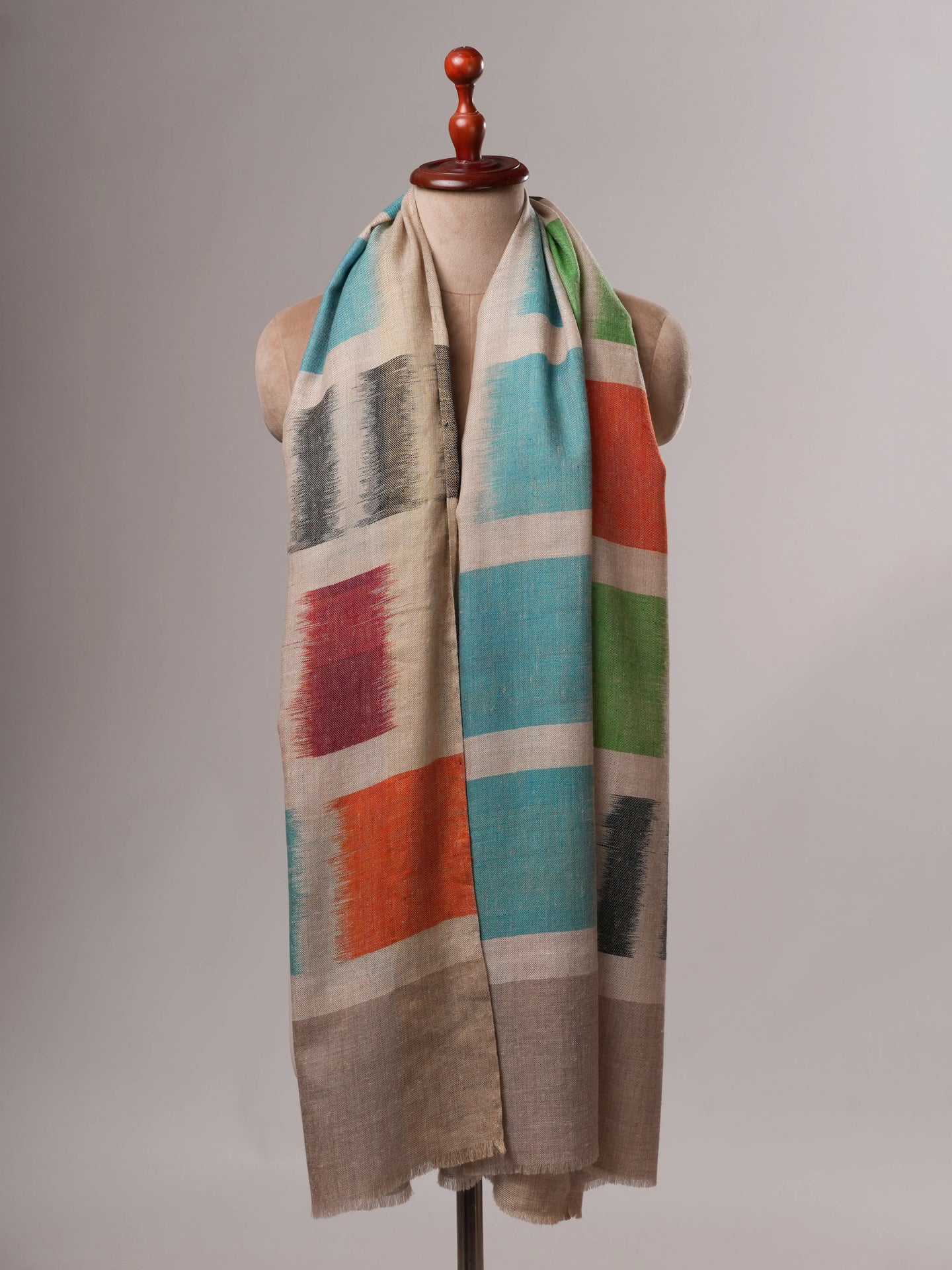 Handloomed Ikat Feather Soft Authentic Pashmina Shawl