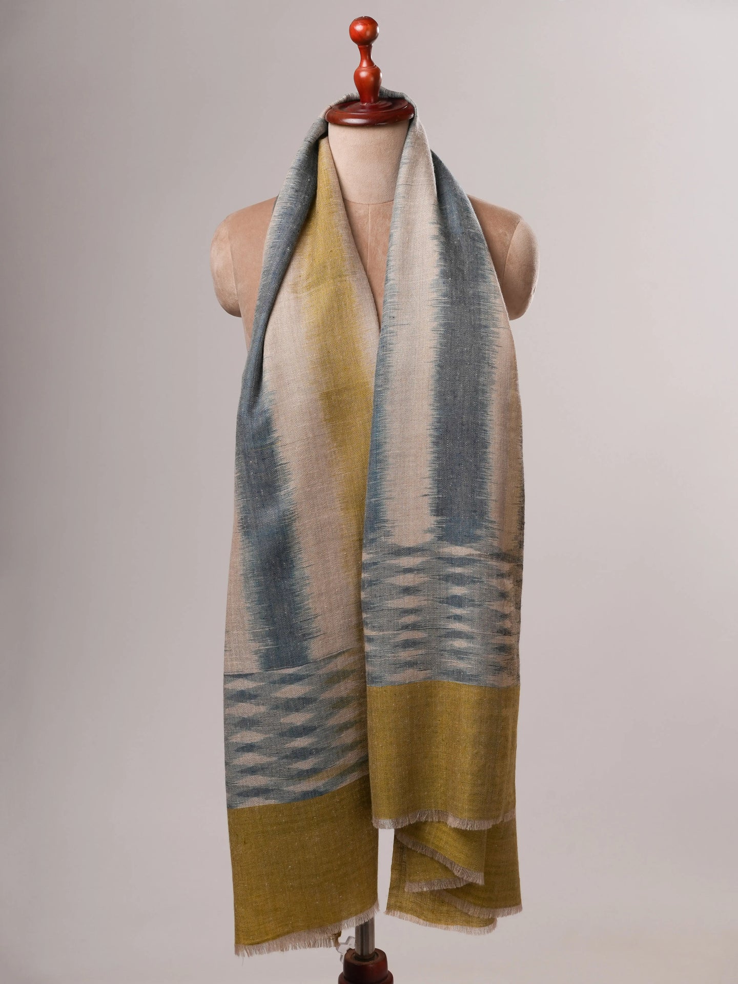 Handloomed Ikat Pashmina Shawl with Metallic Zari Ends
