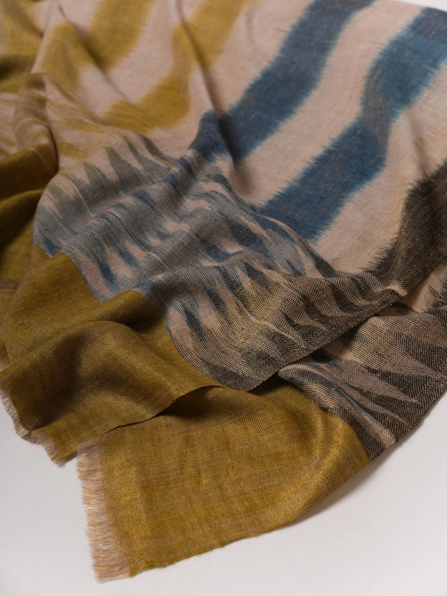 Handloomed Ikat Pashmina Shawl with Metallic Zari Ends