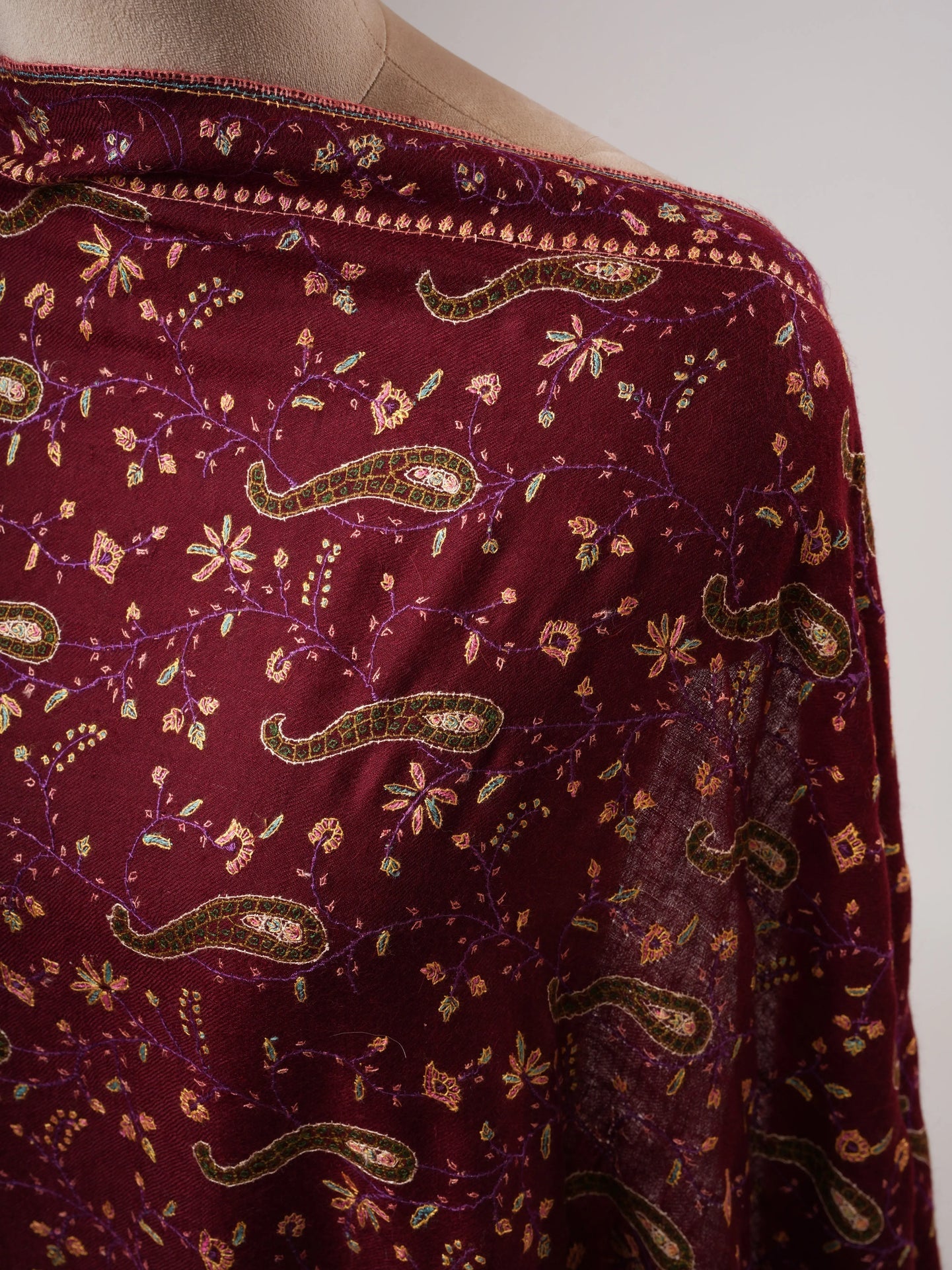 Hand Embroidered Kashmiri Jali Pashmina Shawl Shahkaar