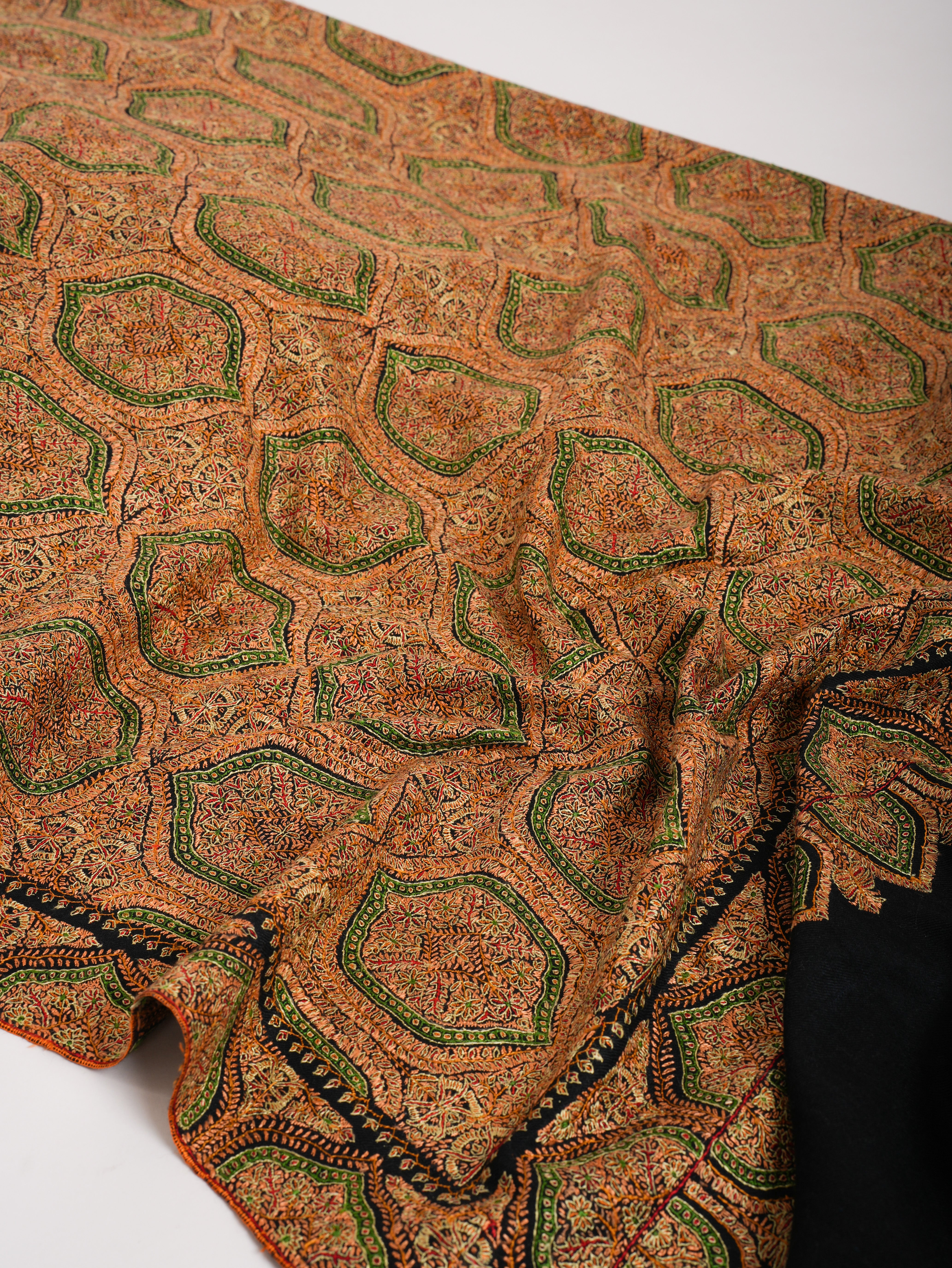 Mulberry Silk Embroidered Sozni Black Pashmina Jamavar Shawl