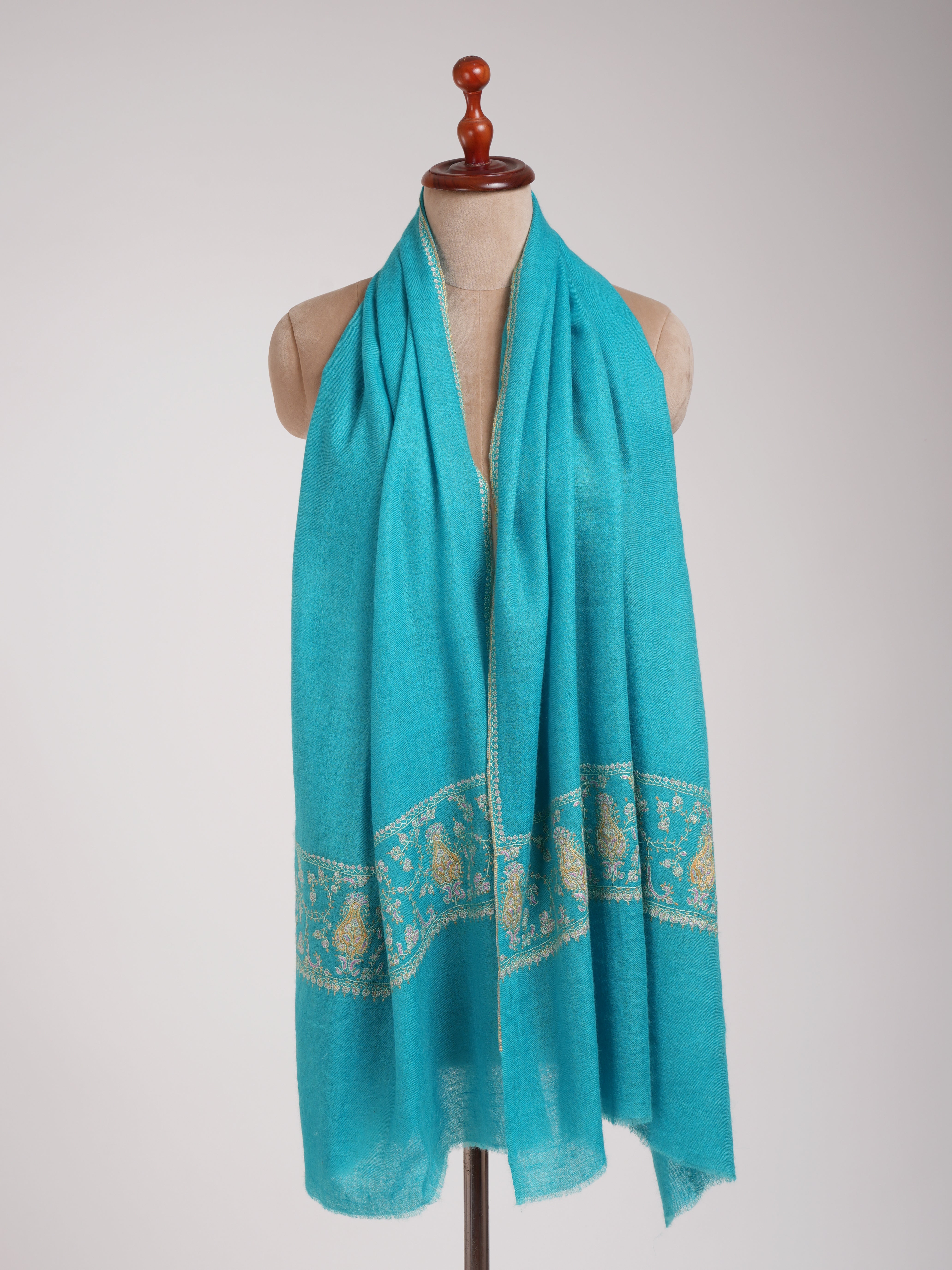 Capri Color Palla Embroidered Indian Cashmere Wrap