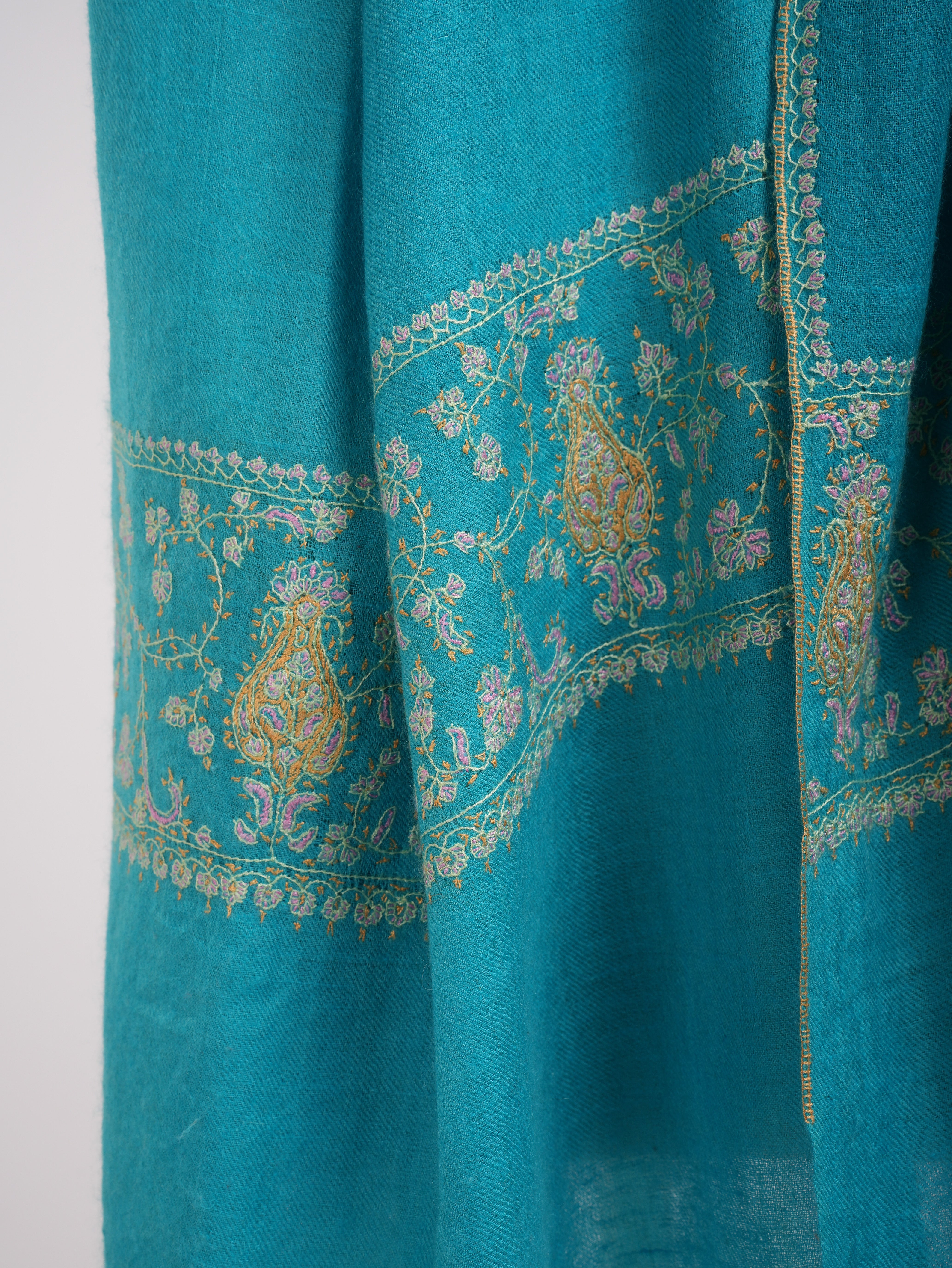 Capri Color Palla Embroidered Indian Cashmere Wrap