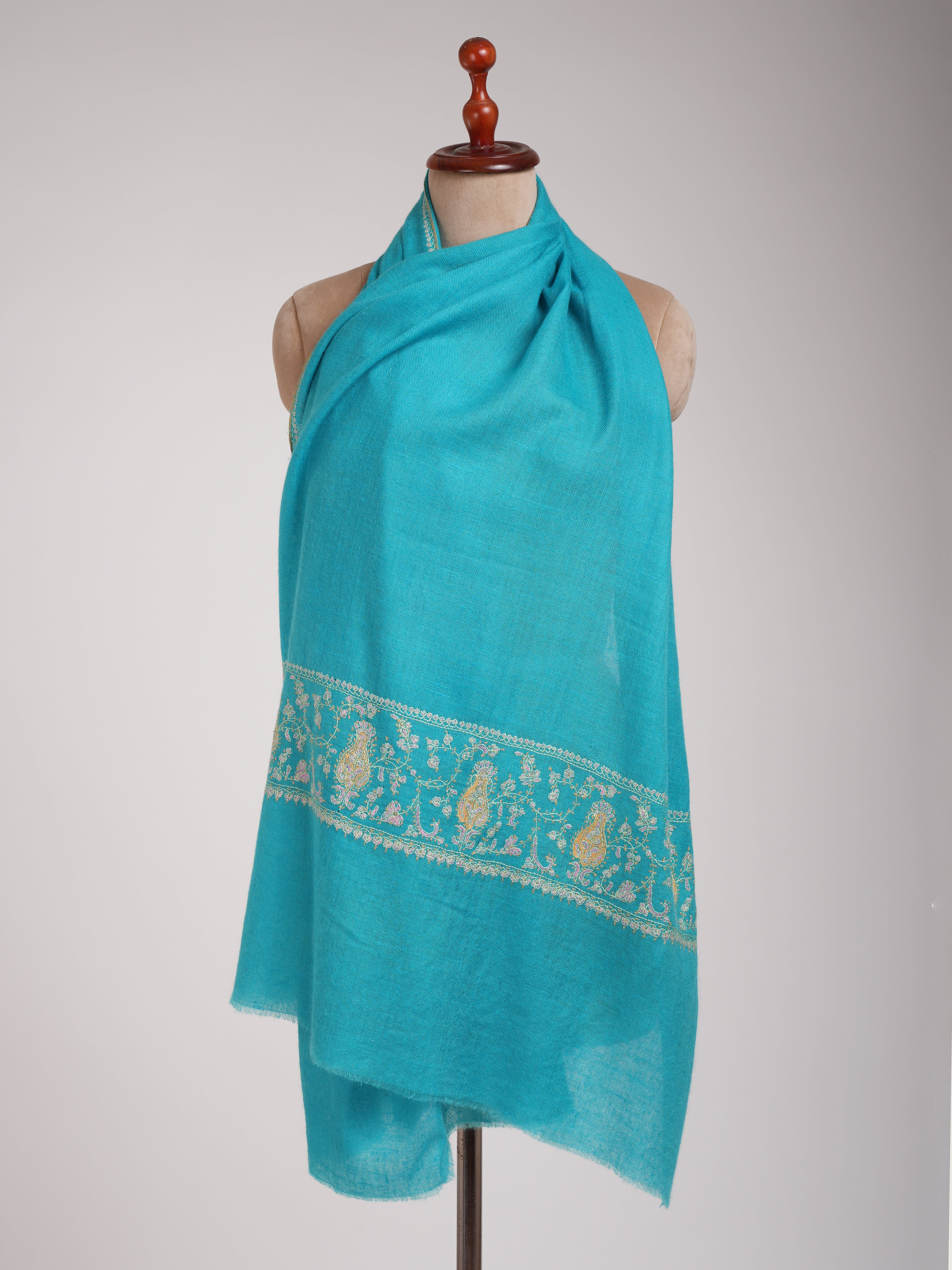 Capri Color Palla Embroidered Indian Cashmere Wrap