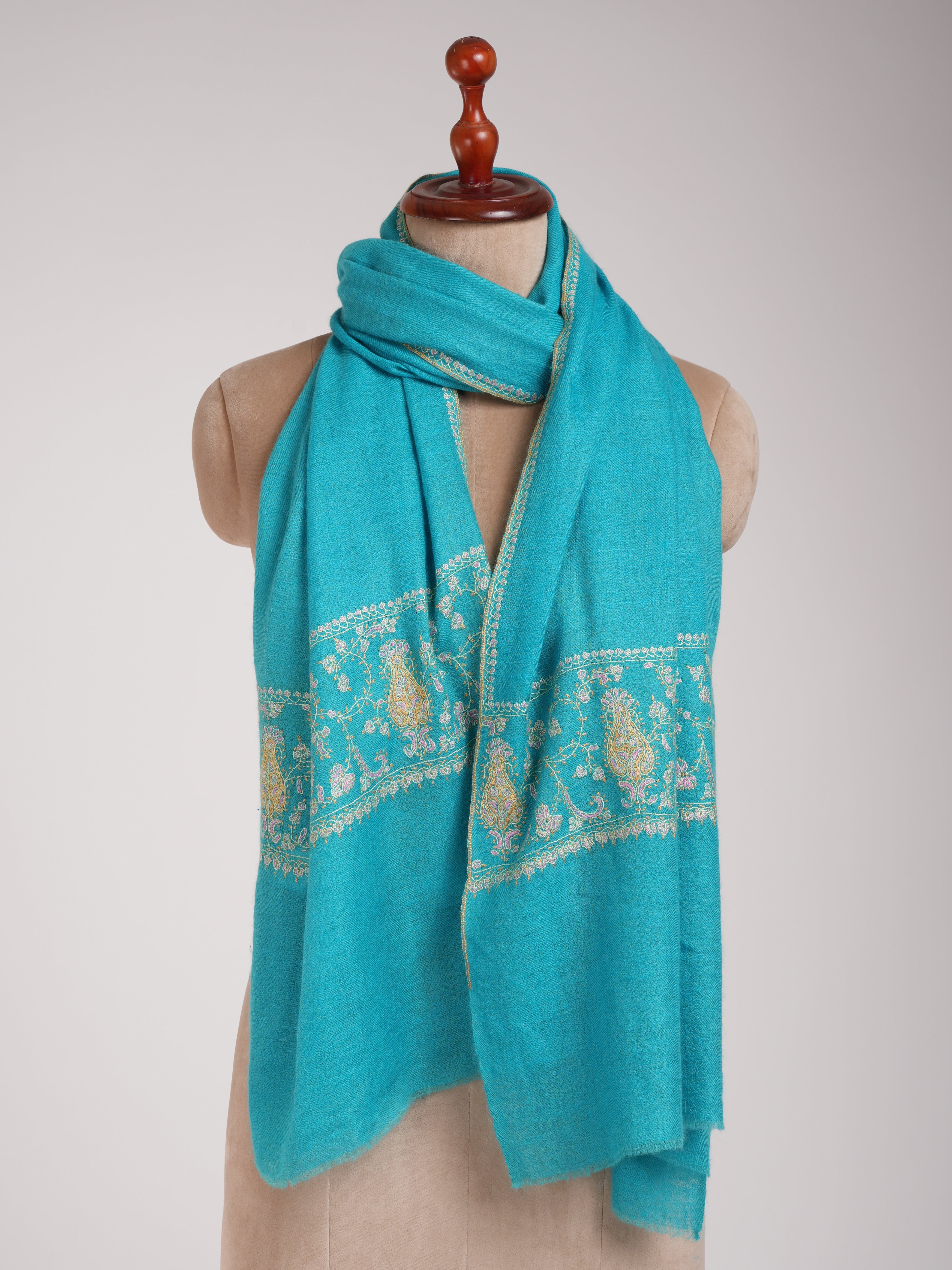 Capri Color Palla Embroidered Indian Cashmere Wrap