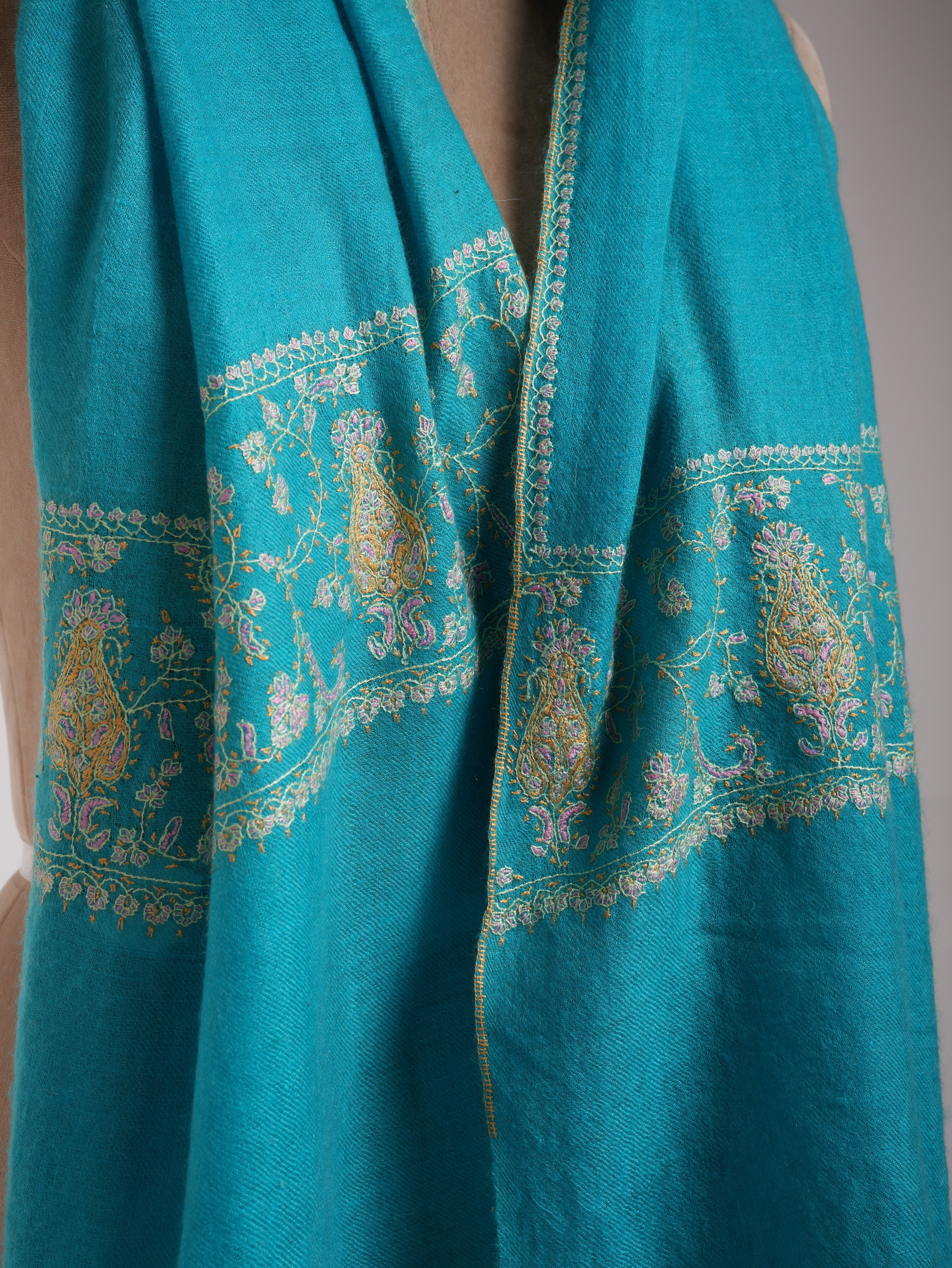 Capri Color Palla Embroidered Indian Cashmere Wrap