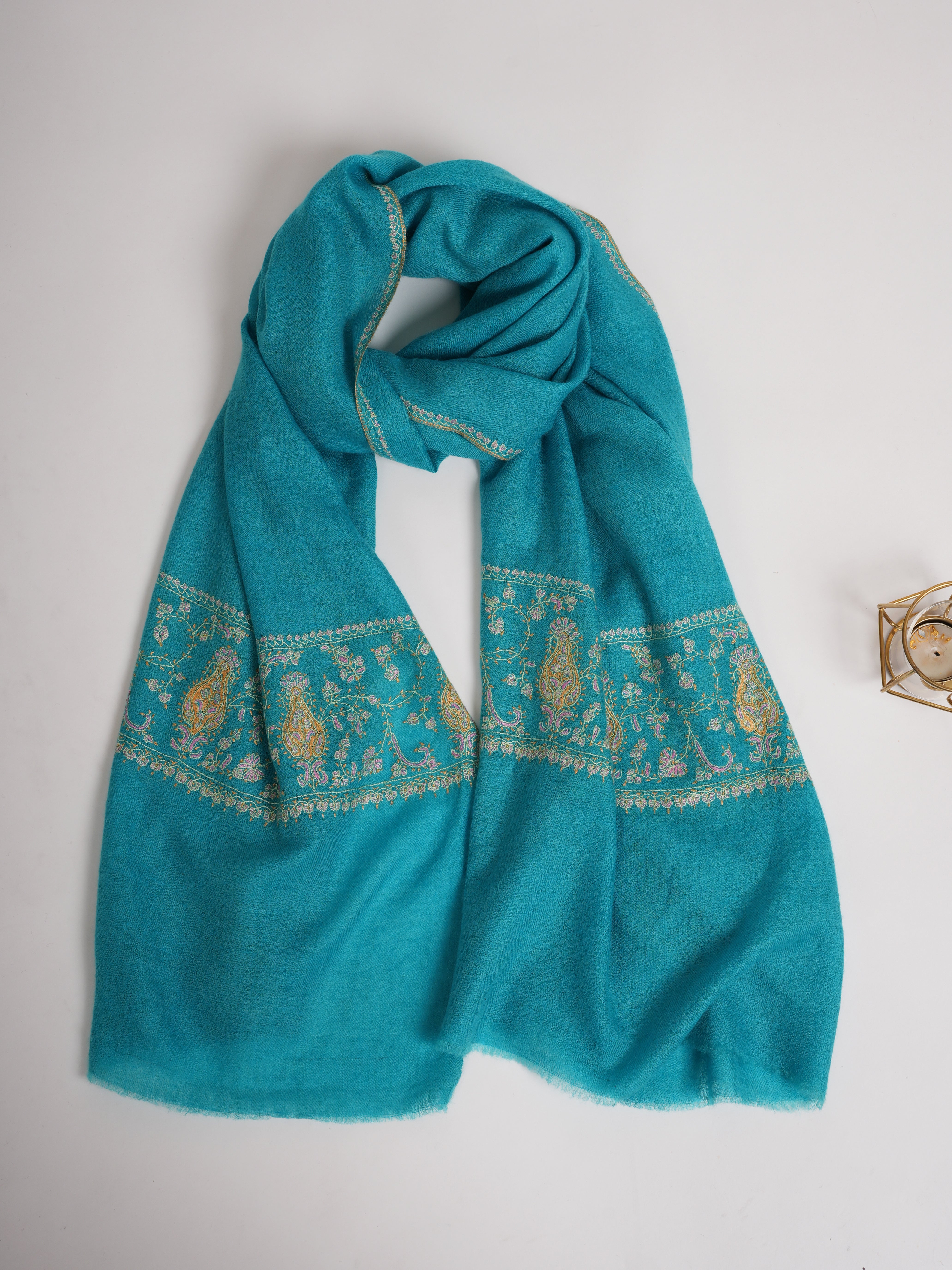 Capri Color Palla Embroidered Indian Cashmere Wrap