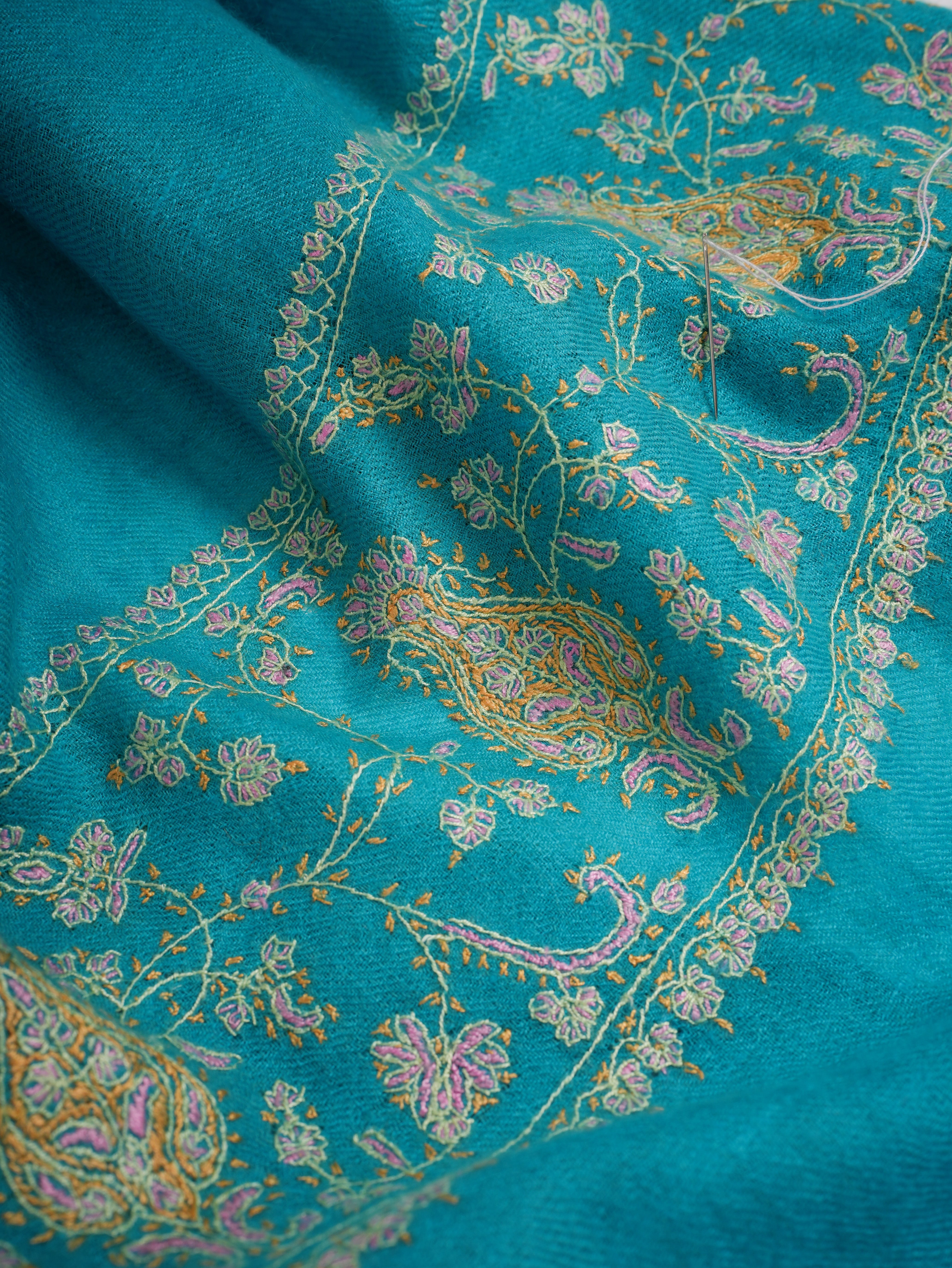 Capri Color Palla Embroidered Indian Cashmere Wrap