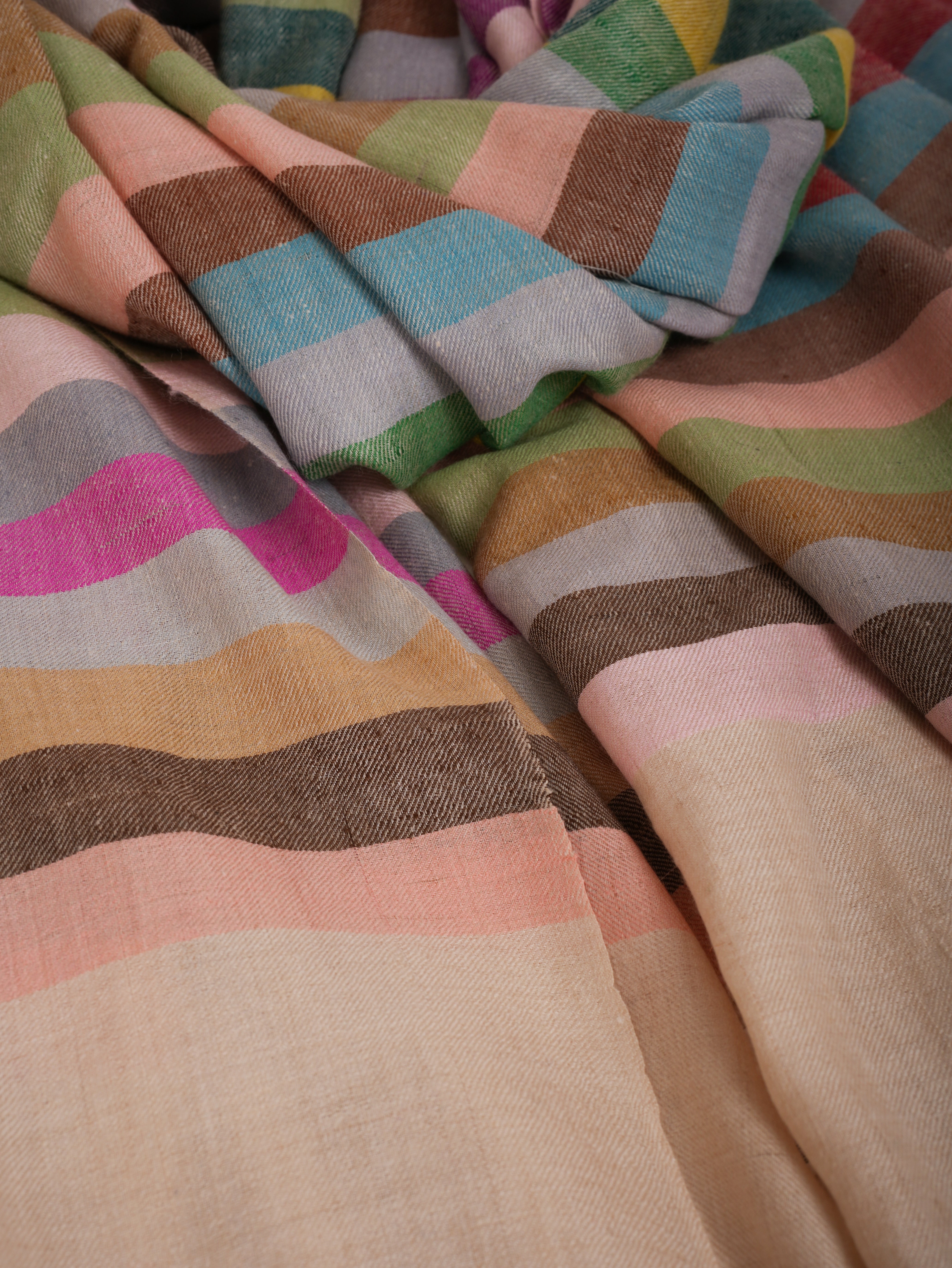 Stripe Pure Pashmina Kashmiri Handwoven Shawl