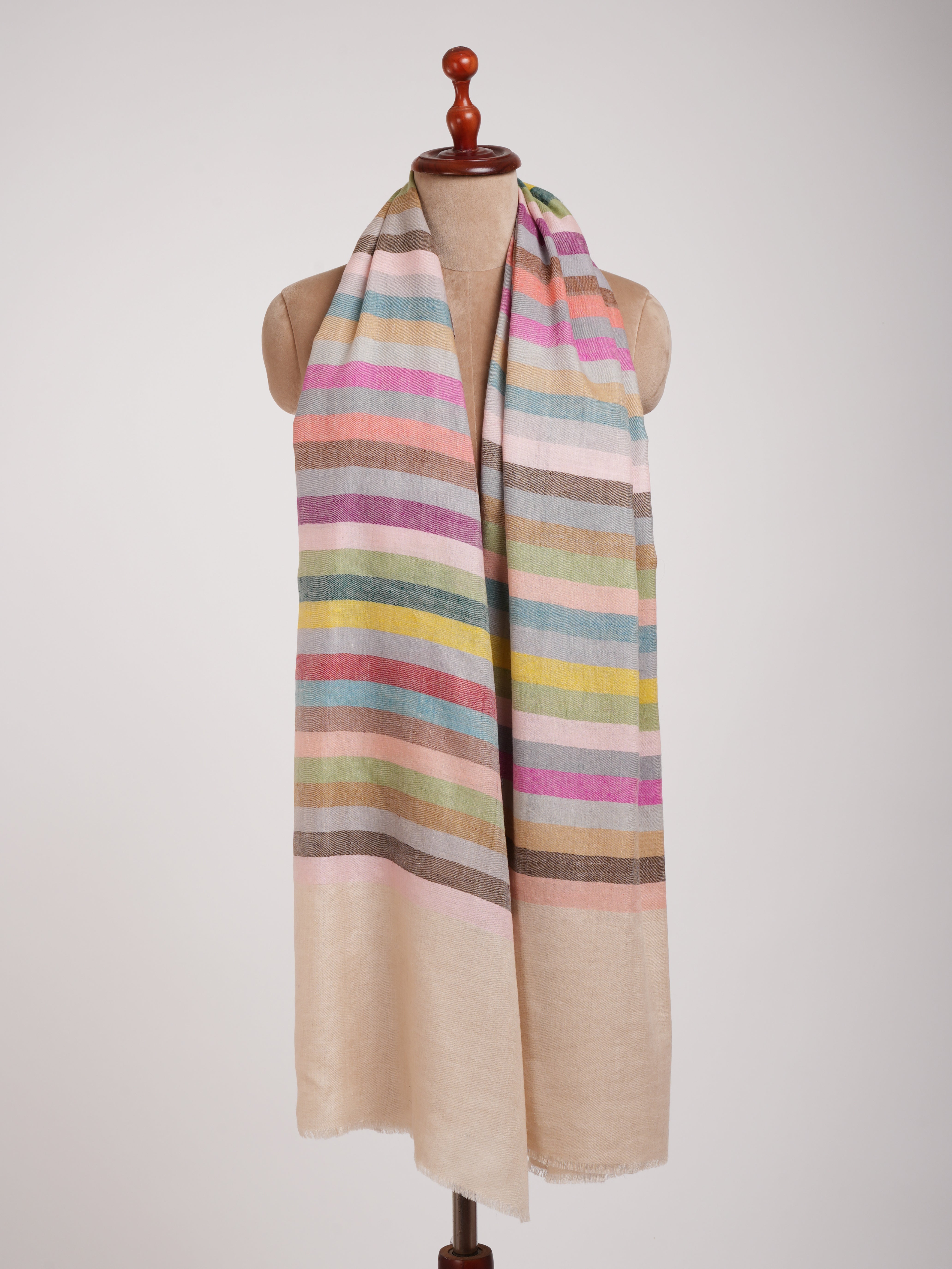 Stripe Pure Pashmina Kashmiri Handwoven Shawl