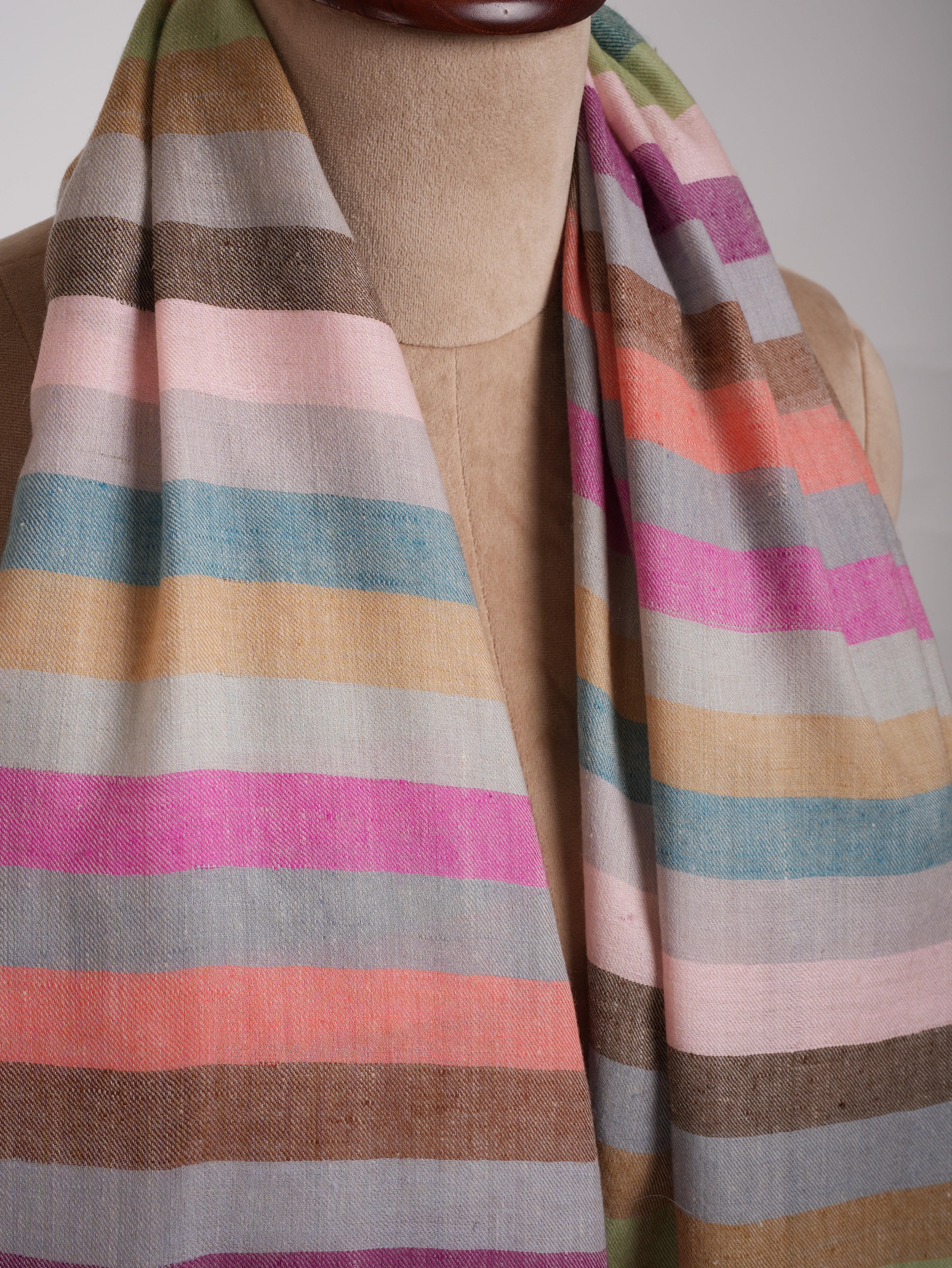 Stripe Pure Pashmina Kashmiri Handwoven Shawl