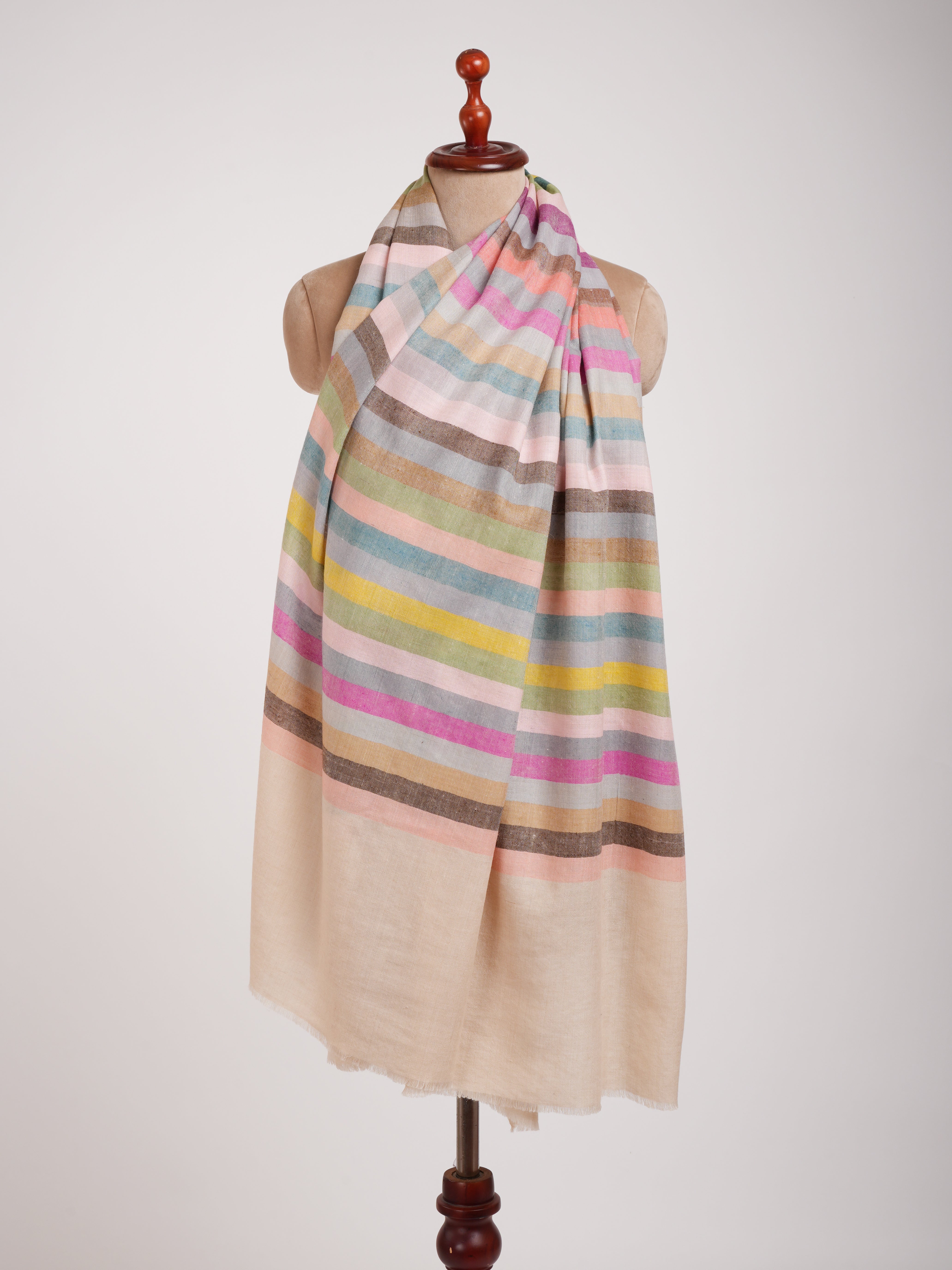 Stripe Pure Pashmina Kashmiri Handwoven Shawl