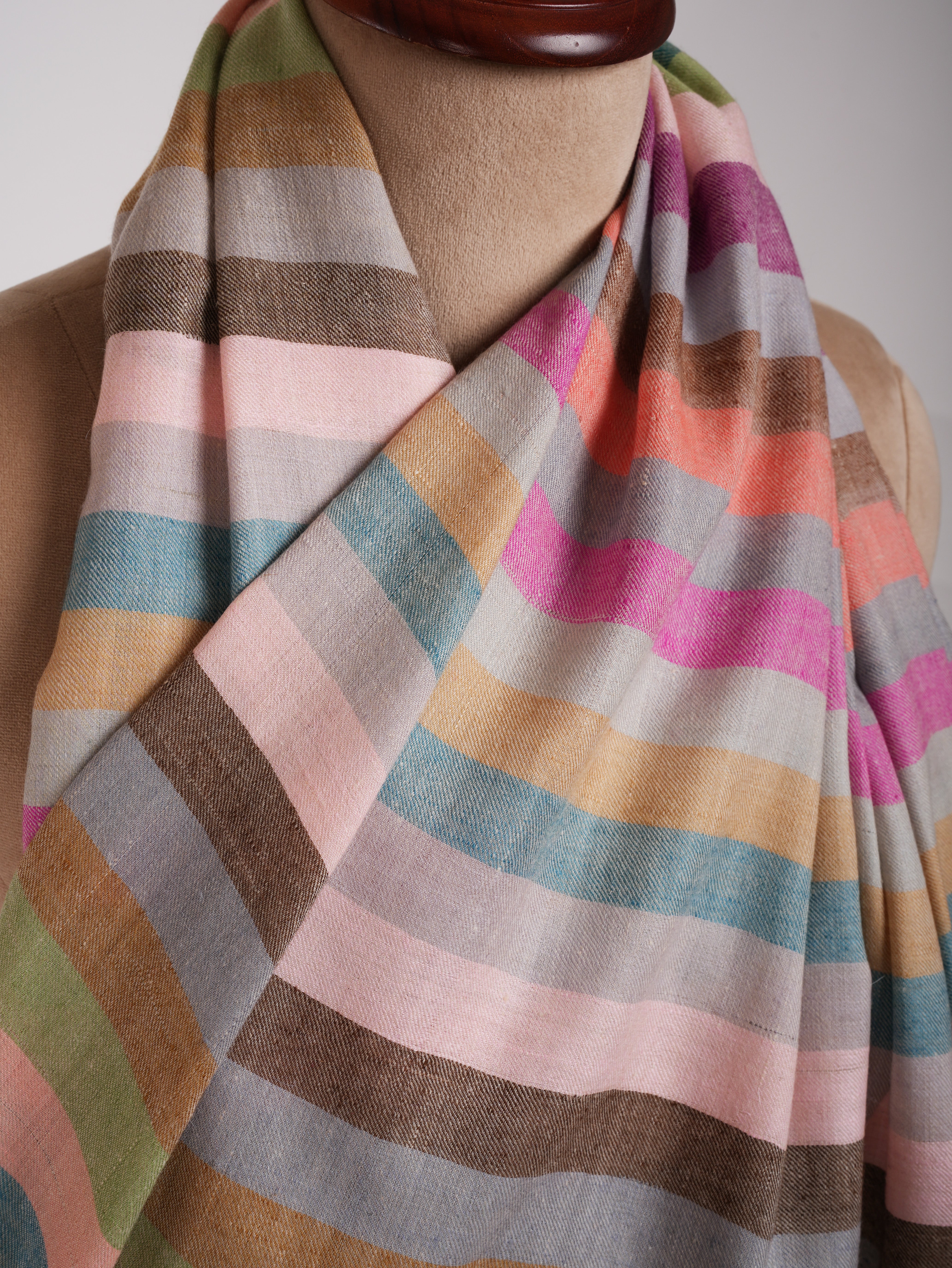 Stripe Pure Pashmina Kashmiri Handwoven Shawl