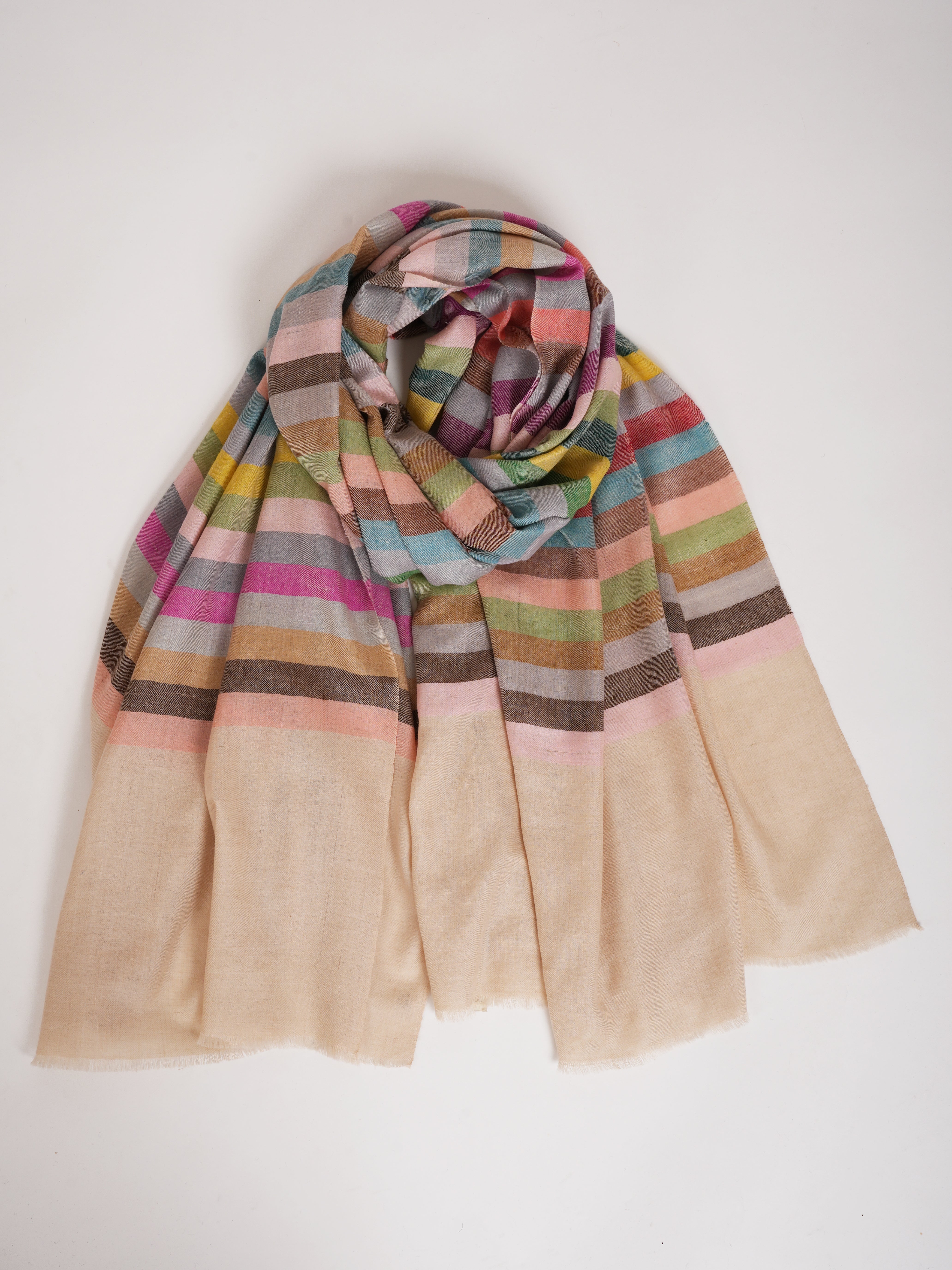 Stripe Pure Pashmina Kashmiri Handwoven Shawl