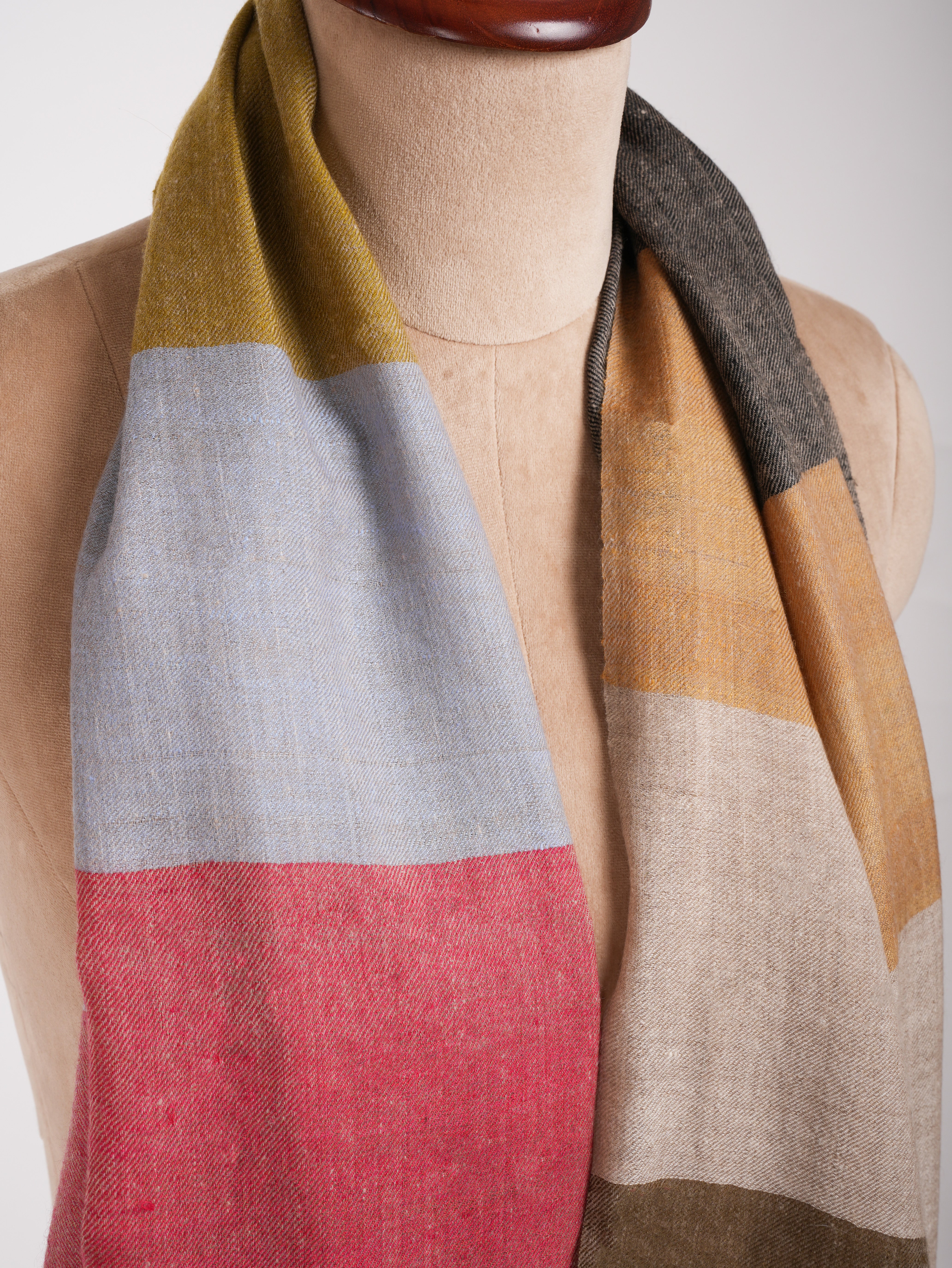 Multicolor Stripe Handwoven Indian Cashmere Scarf