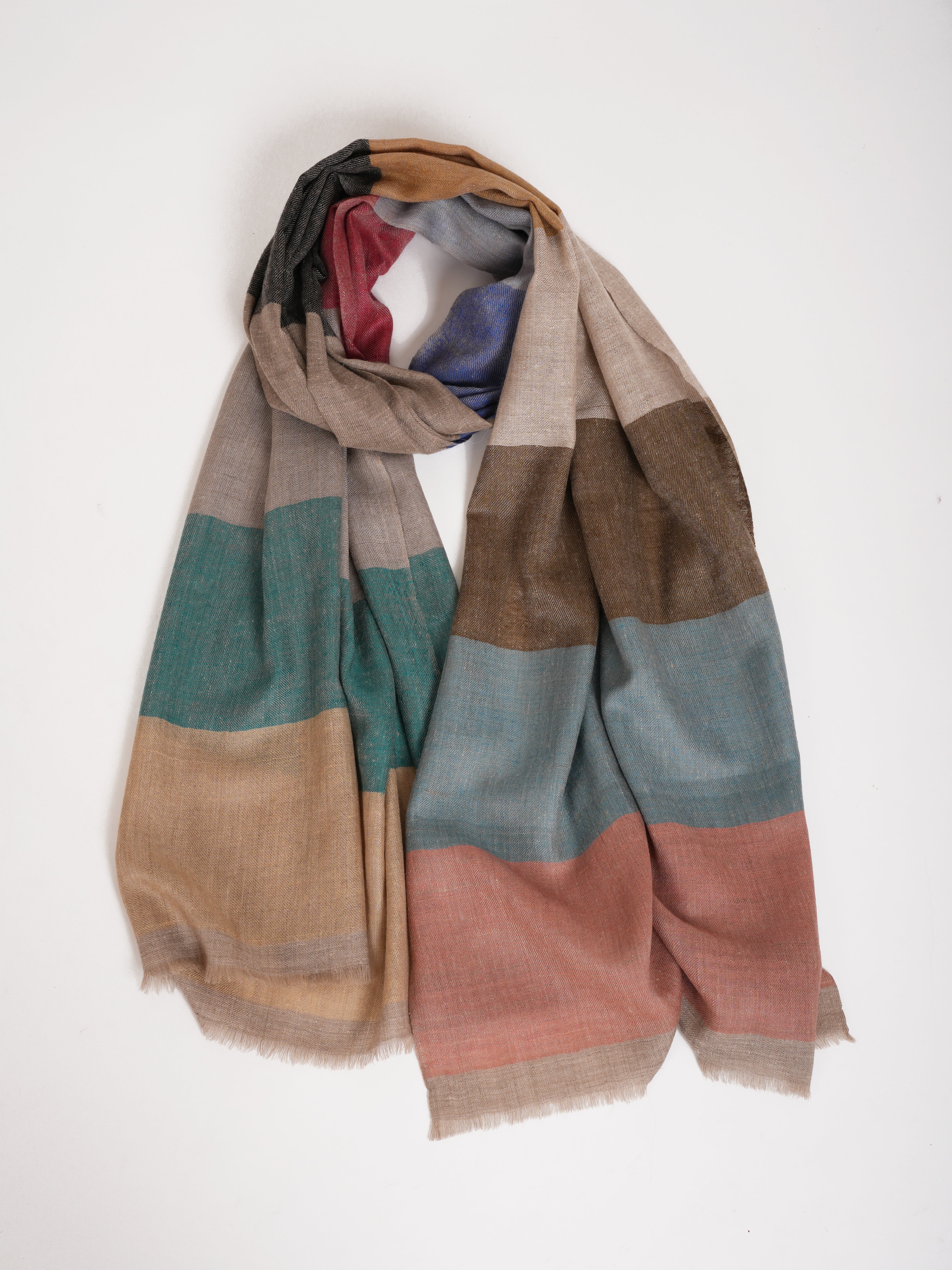 Modern Stripe Handwoven Cashmere Stole