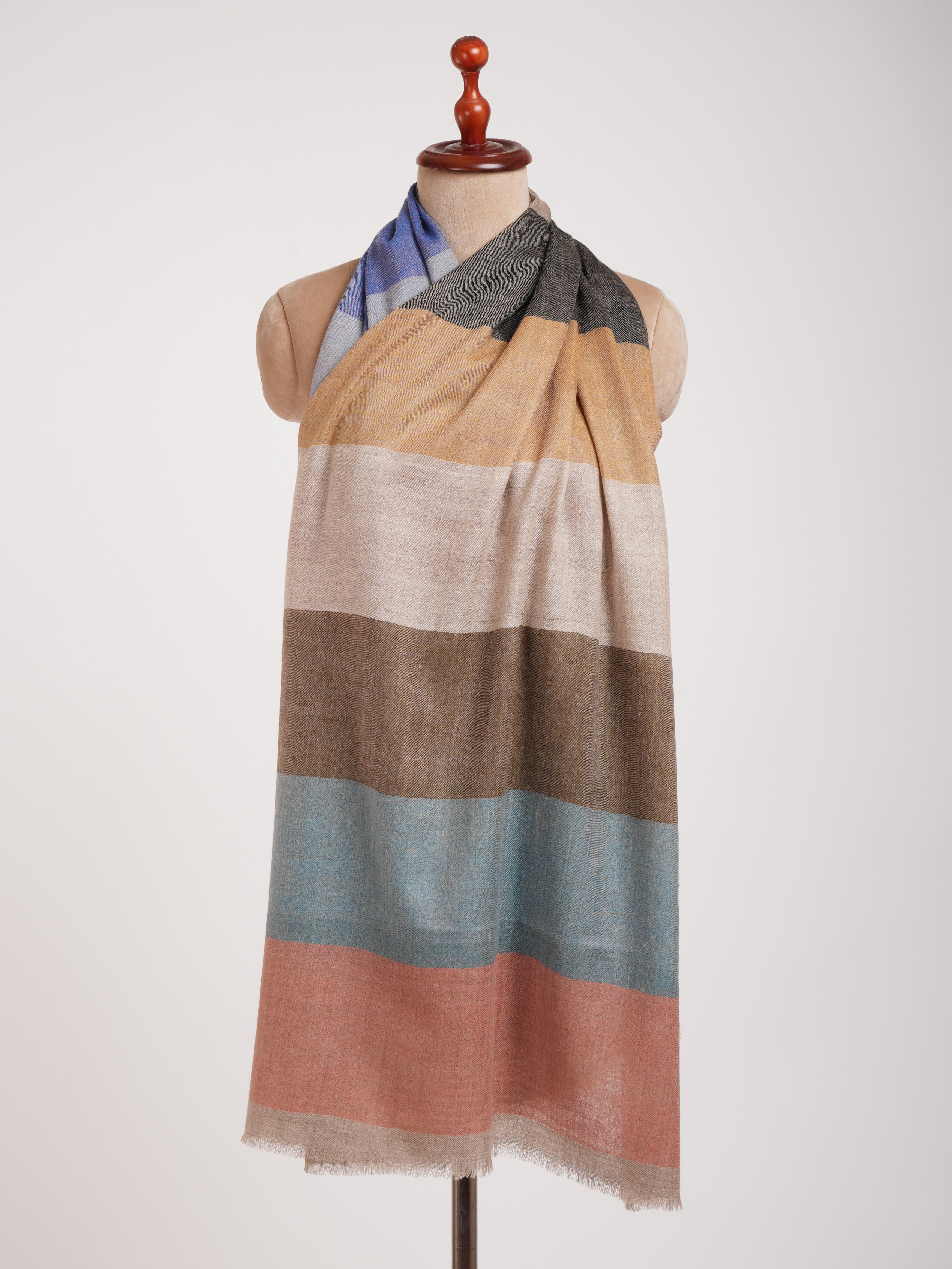 Modern Stripe Handwoven Cashmere Stole