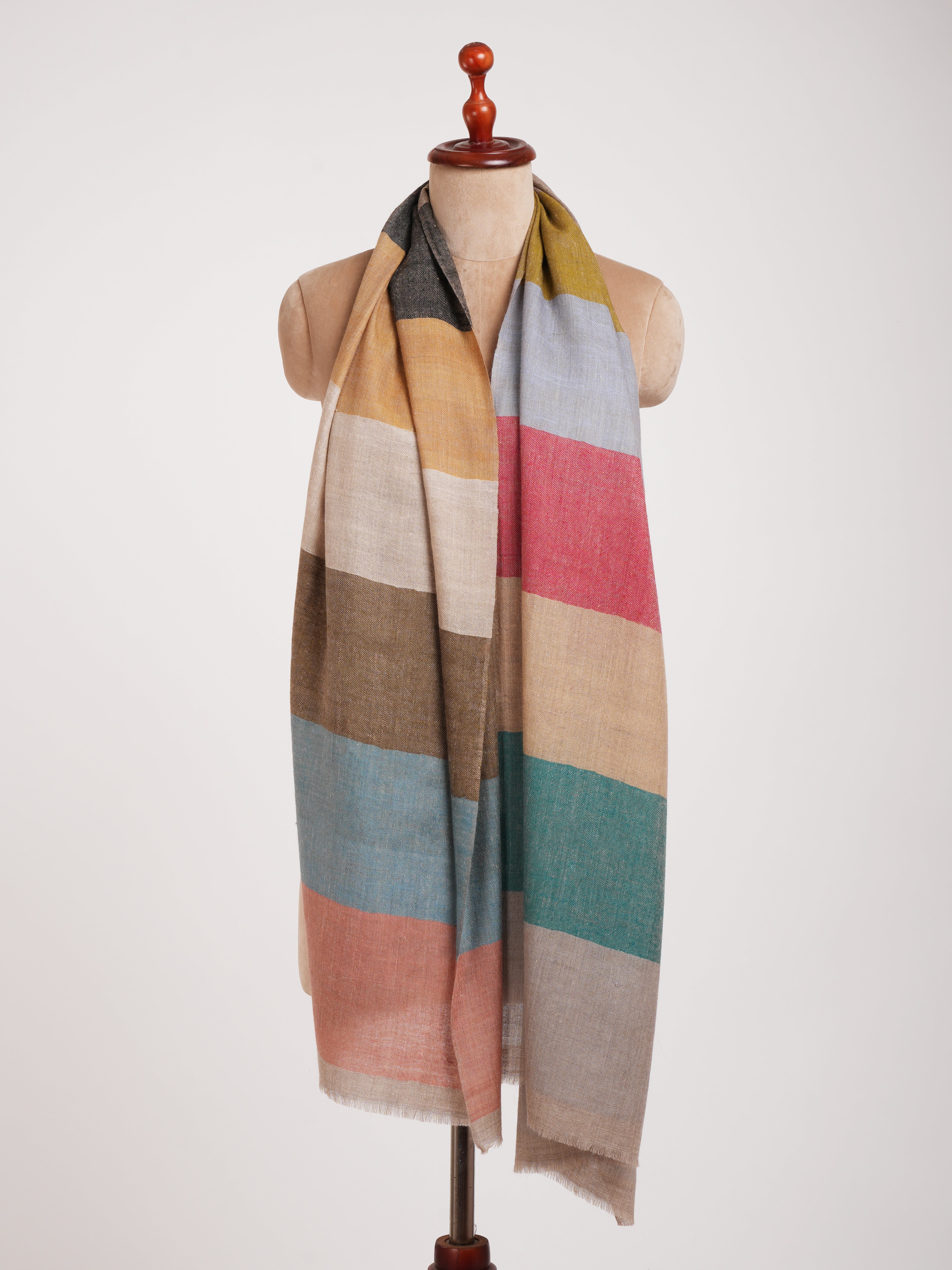 Modern Stripe Handwoven Cashmere Scarf