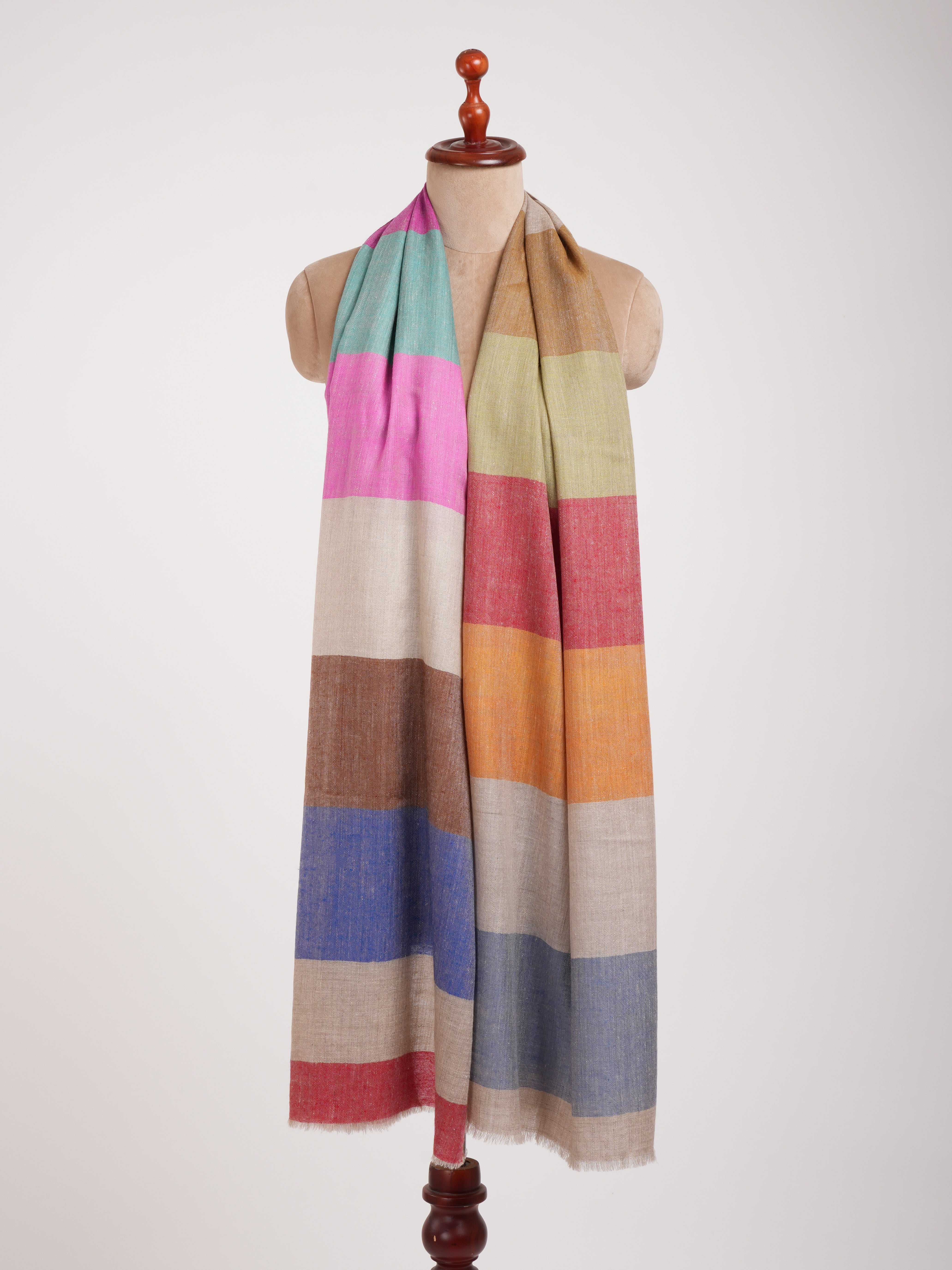 Modern Stripe Handwoven Indian Cashmere Wrap