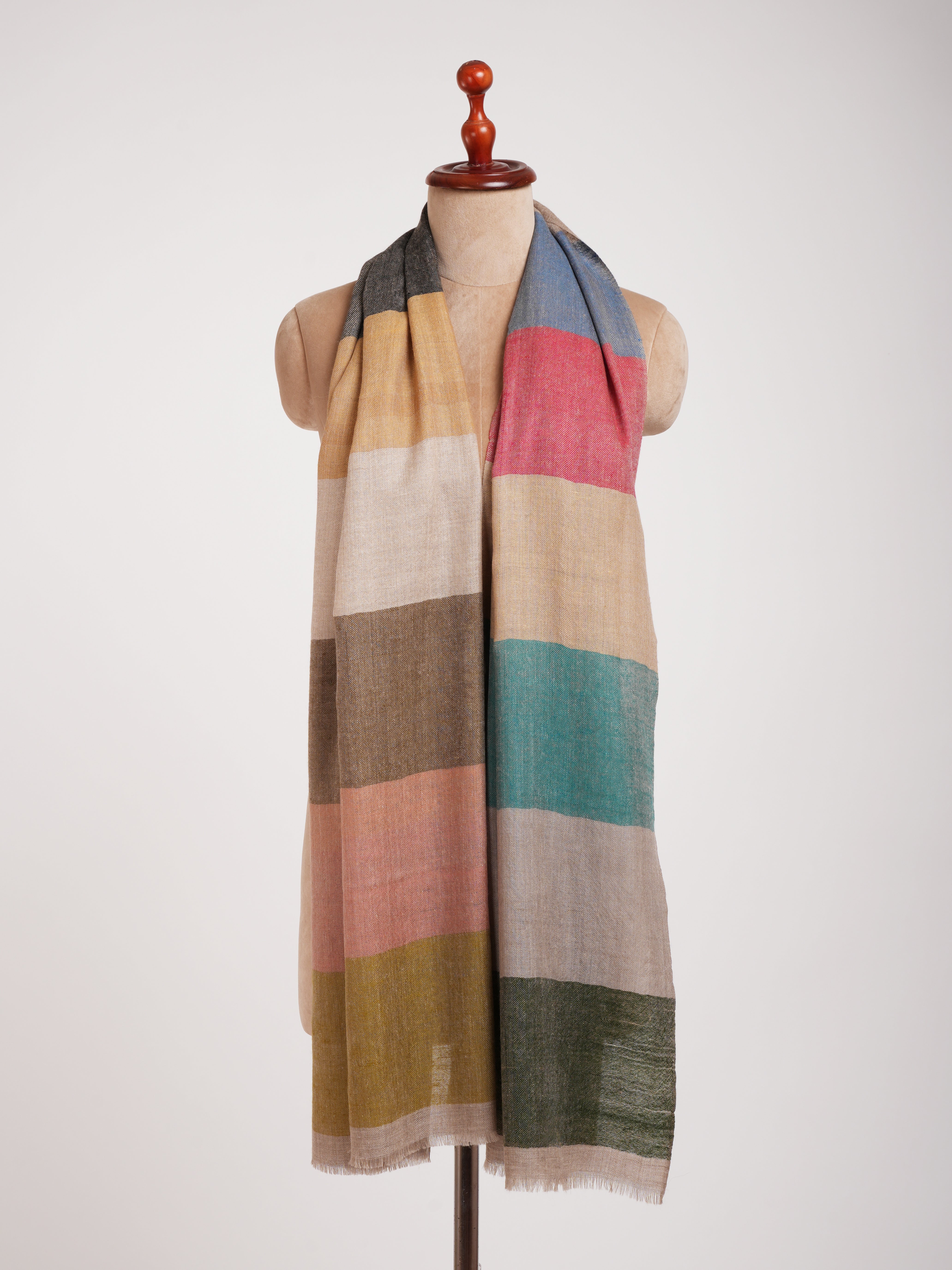 Handwoven Modern Stripe Indian Cashmere Scarf