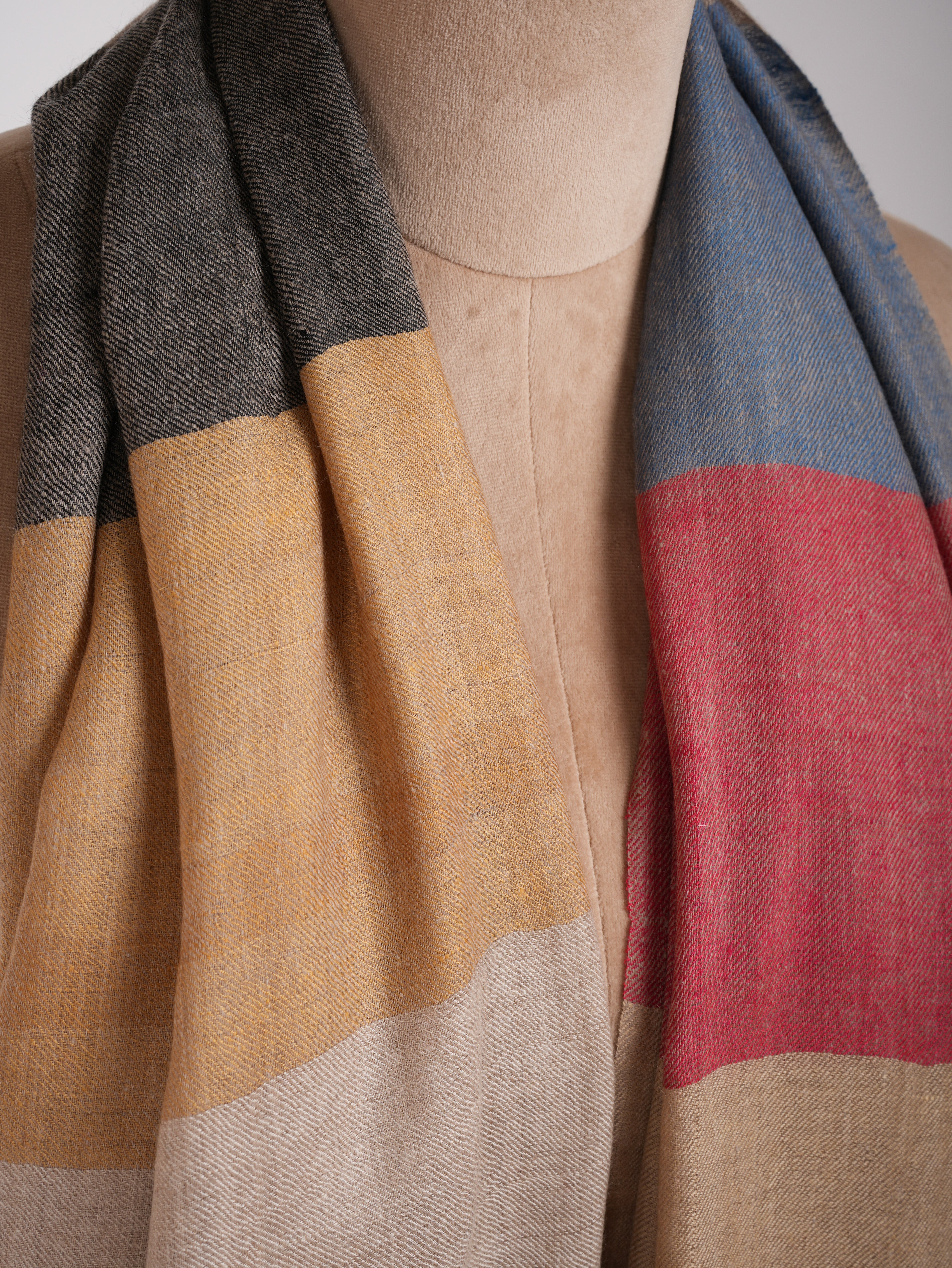 Handwoven Modern Stripe Indian Cashmere Scarf