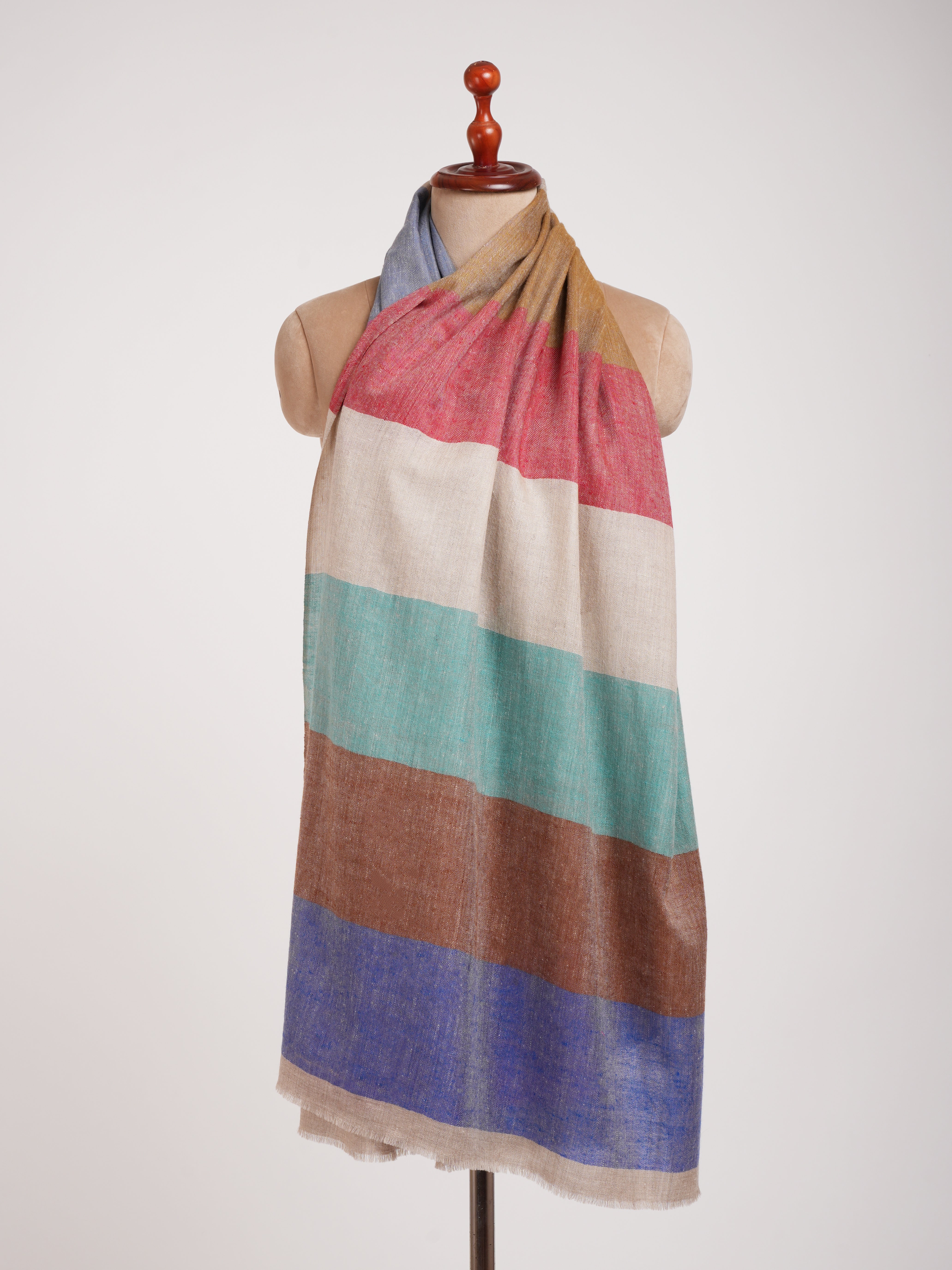 Modern Stripe Authentic Kashmiri Cashmere Stole