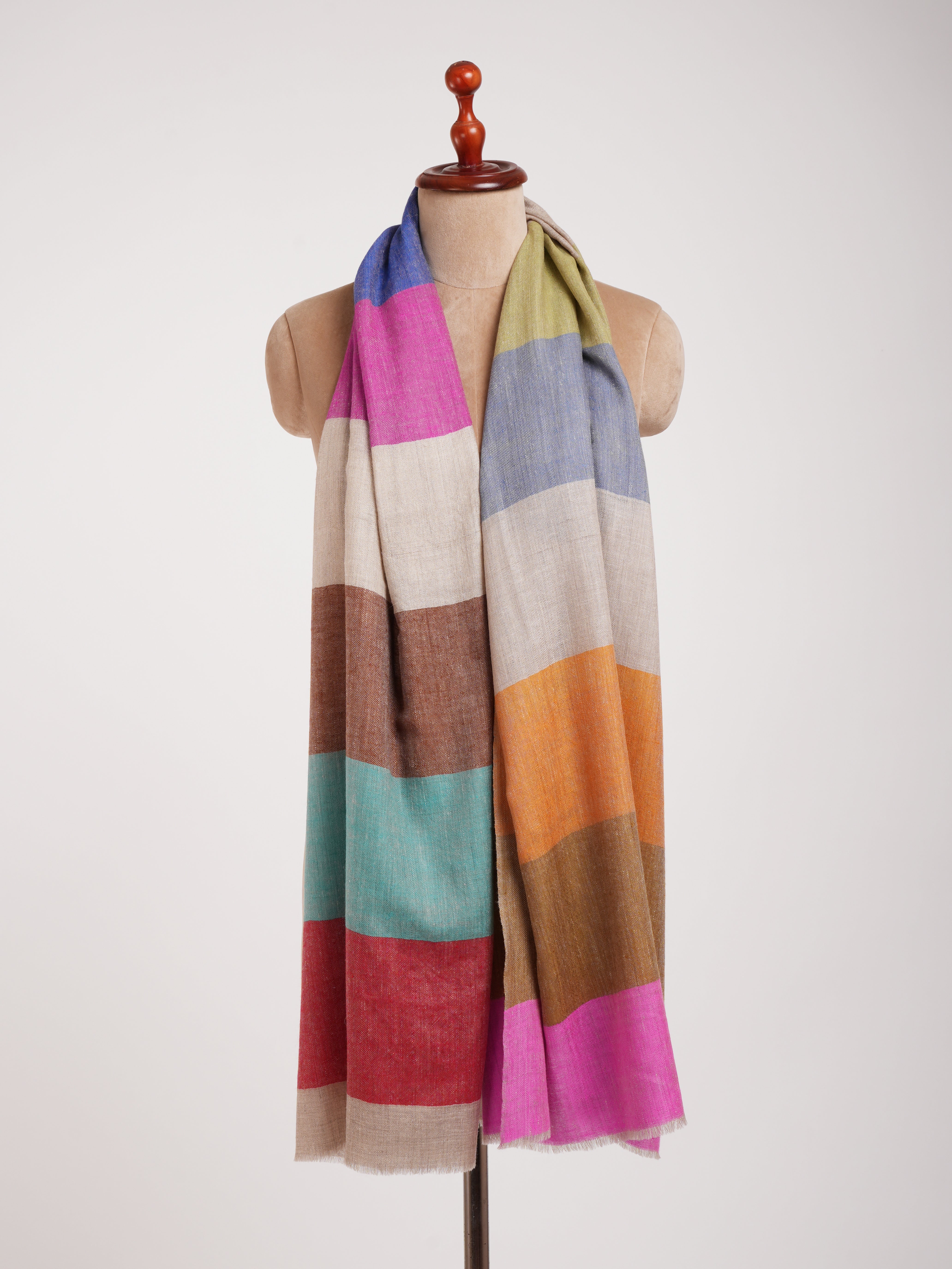 Modern Stripe Authentic Indian Cashmere Scarf