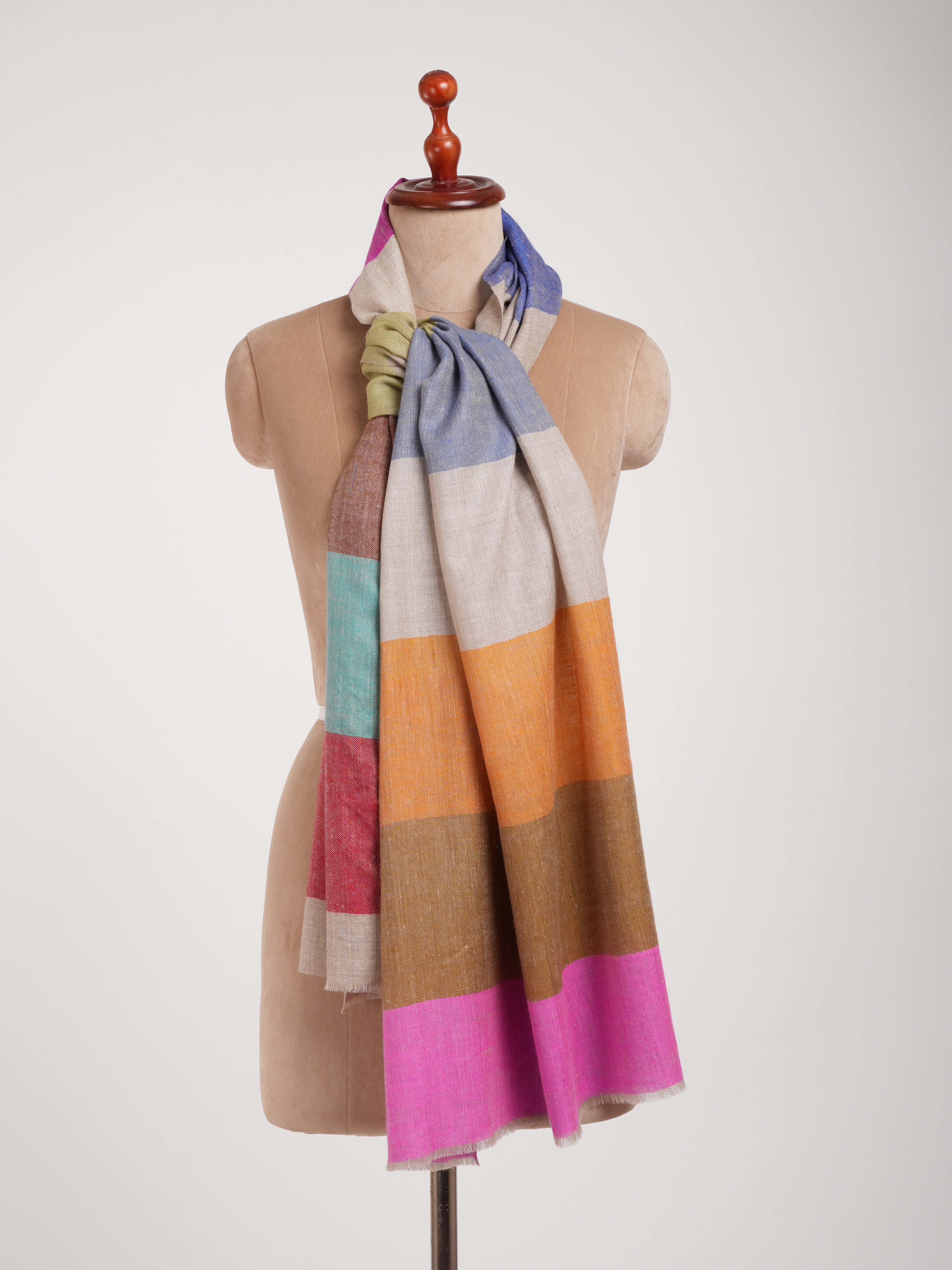 Modern Stripe Authentic Indian Cashmere Scarf