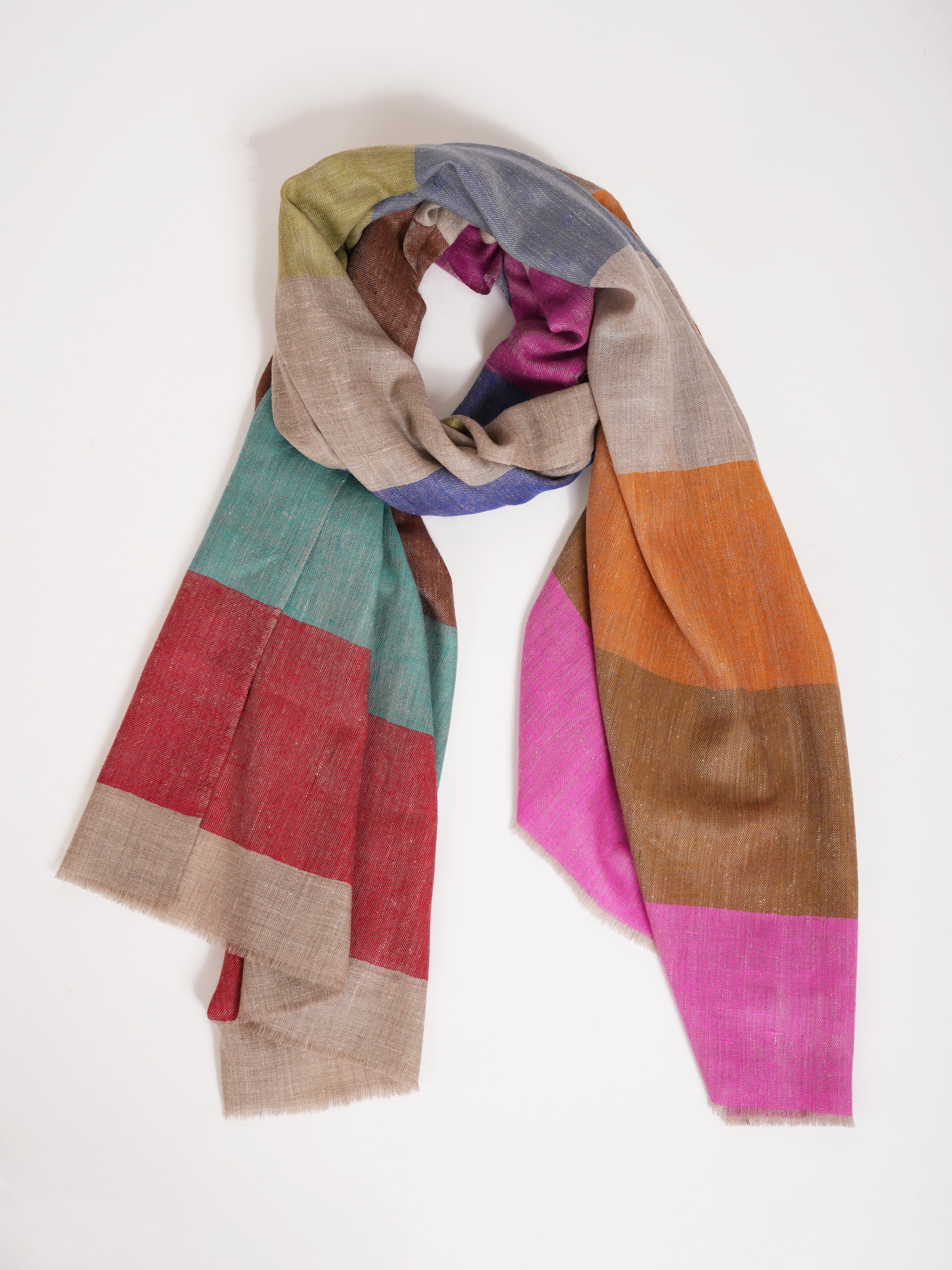 Modern Stripe Authentic Indian Cashmere Scarf