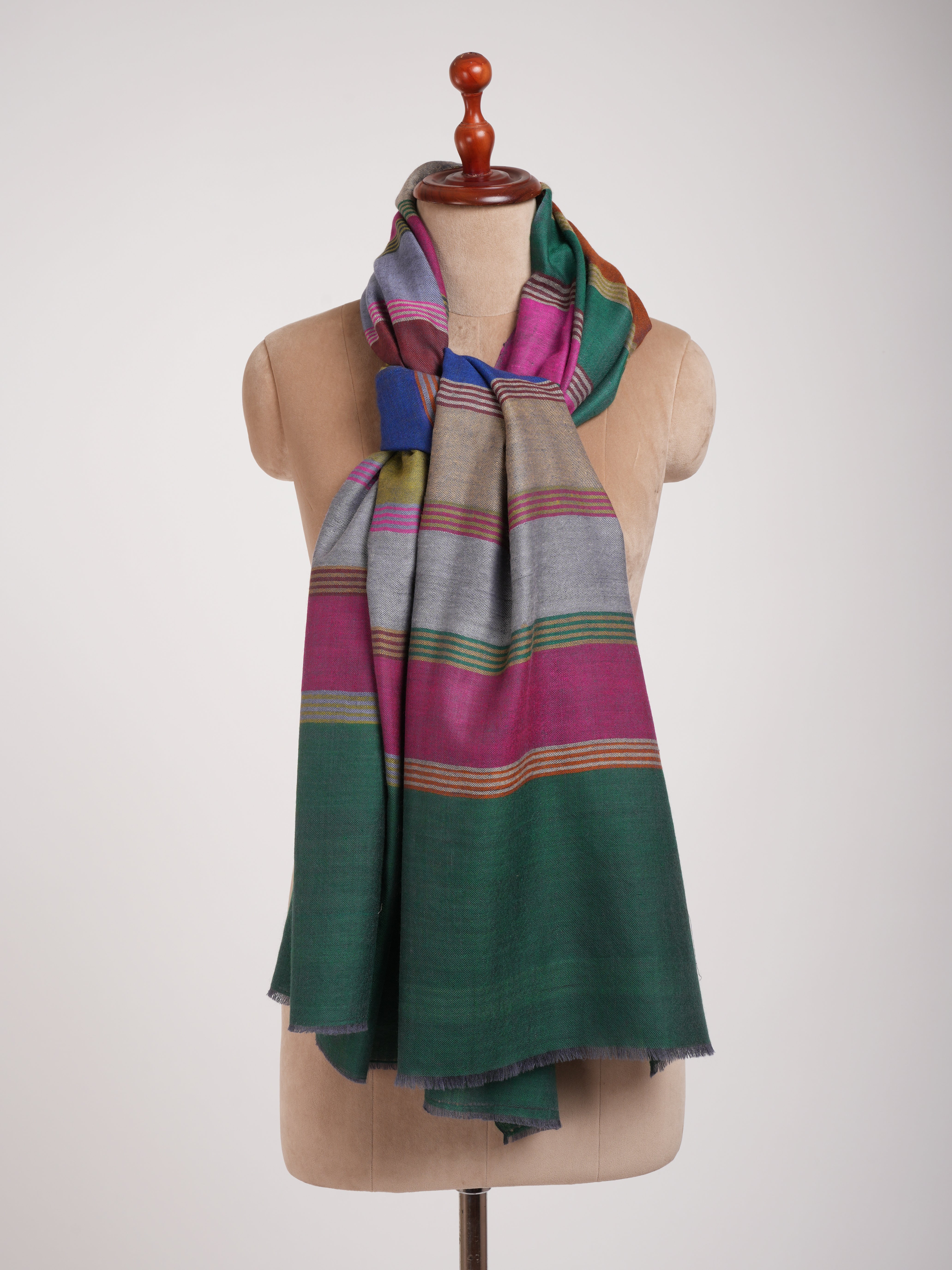 Emerald Green Dachi Handwoven Pashmina Shawl