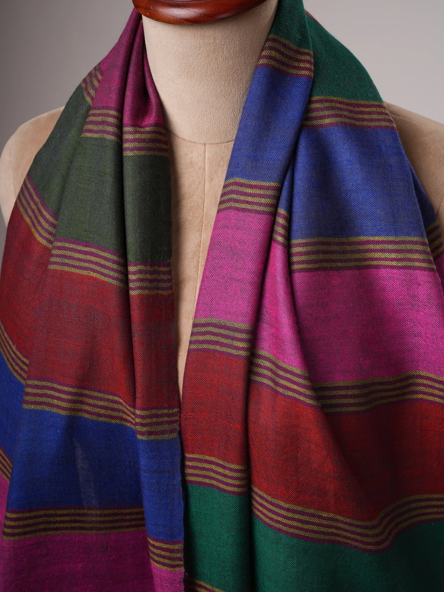 Lightweight Striped Handloom Pashmina Shawl Shahkaar