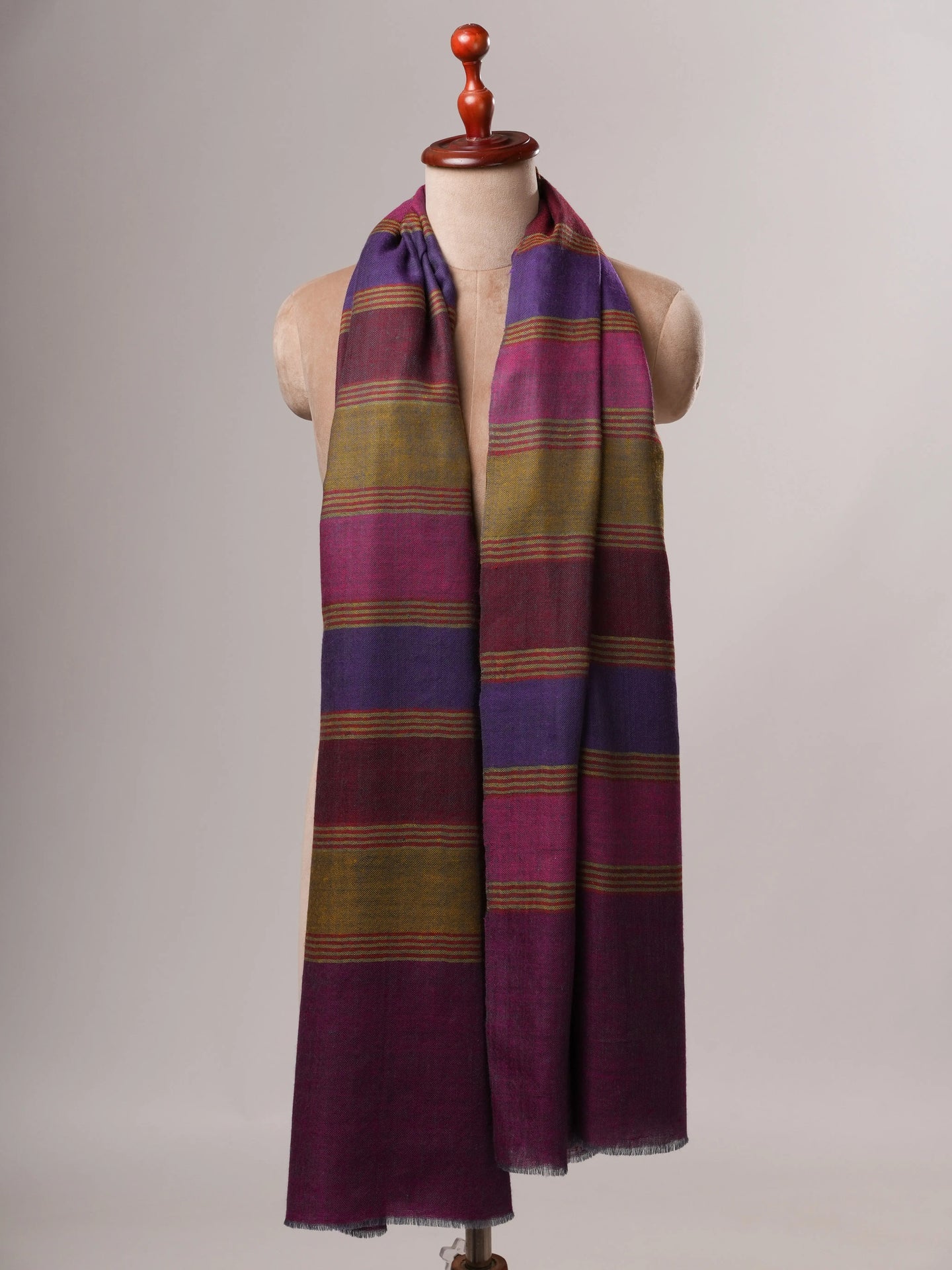Contemporary Handwoven Pashmina Shawl with Colorful Stripes