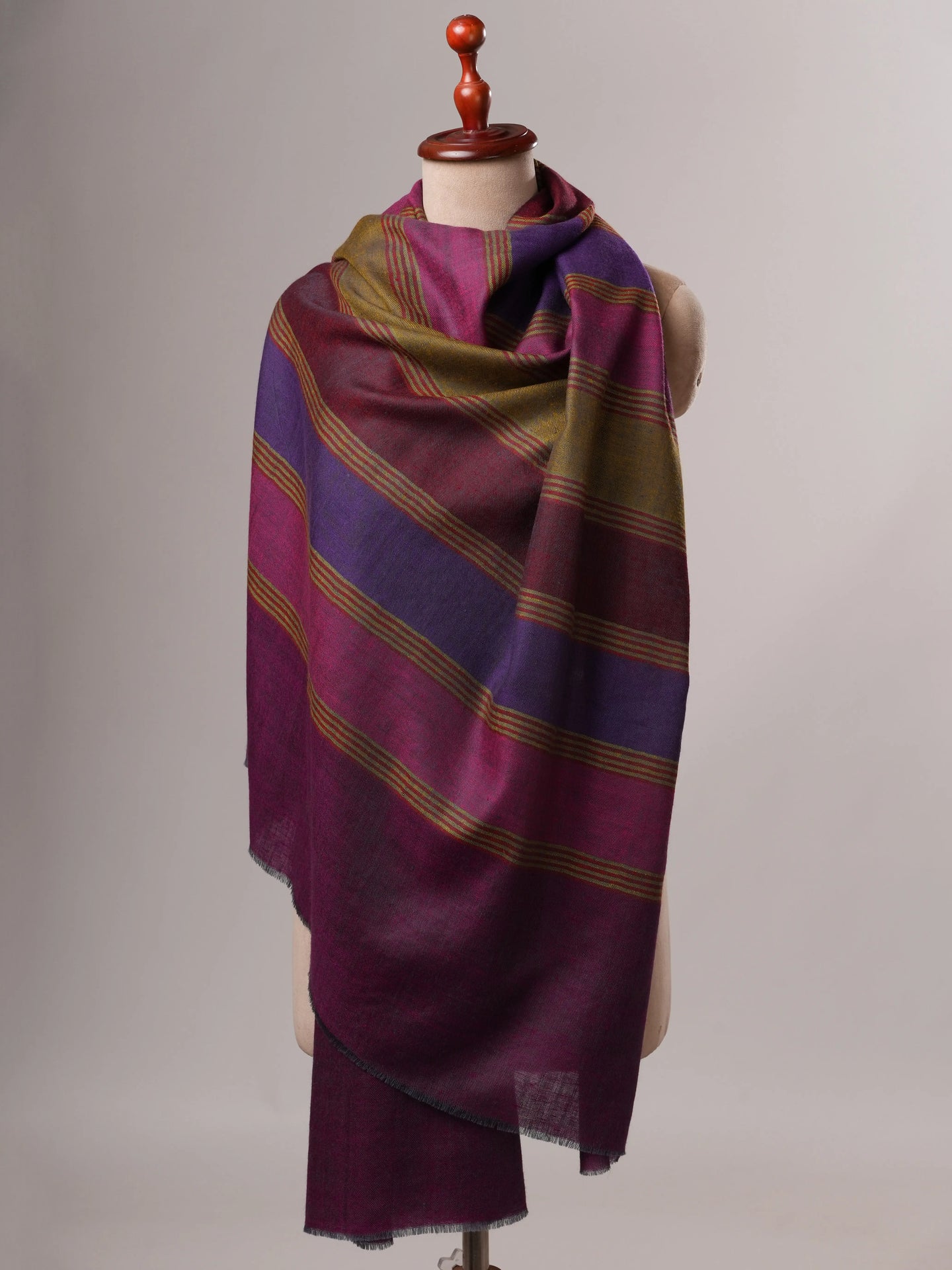 Contemporary Handwoven Pashmina Shawl with Colorful Stripes