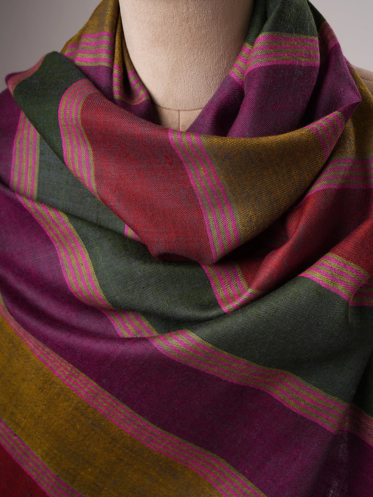 Warm Featherlight Striped Handwoven Pashmina Shawl Shahkaar