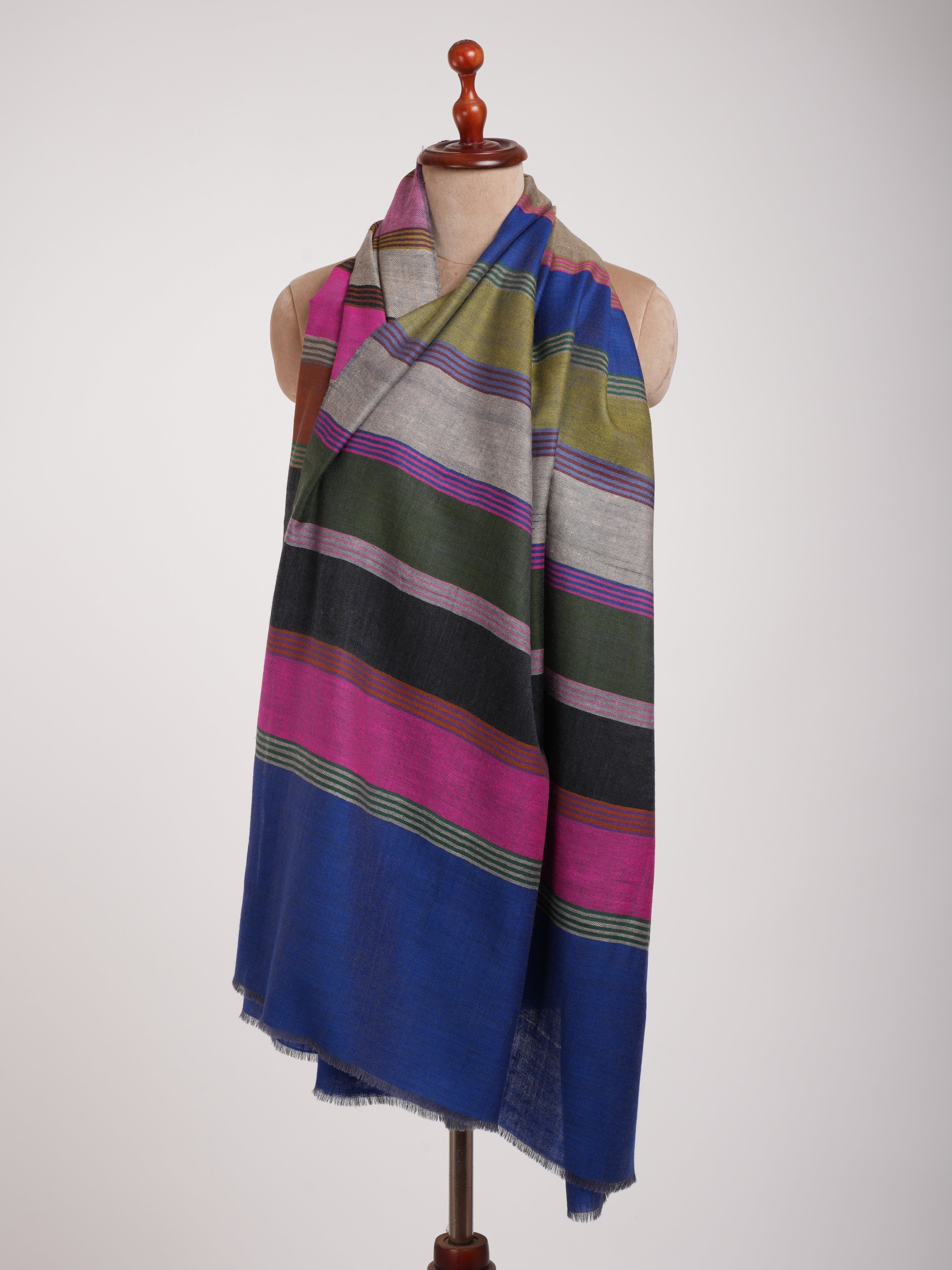 Blue Dachi Handwoven Indian Pashmina Shawl