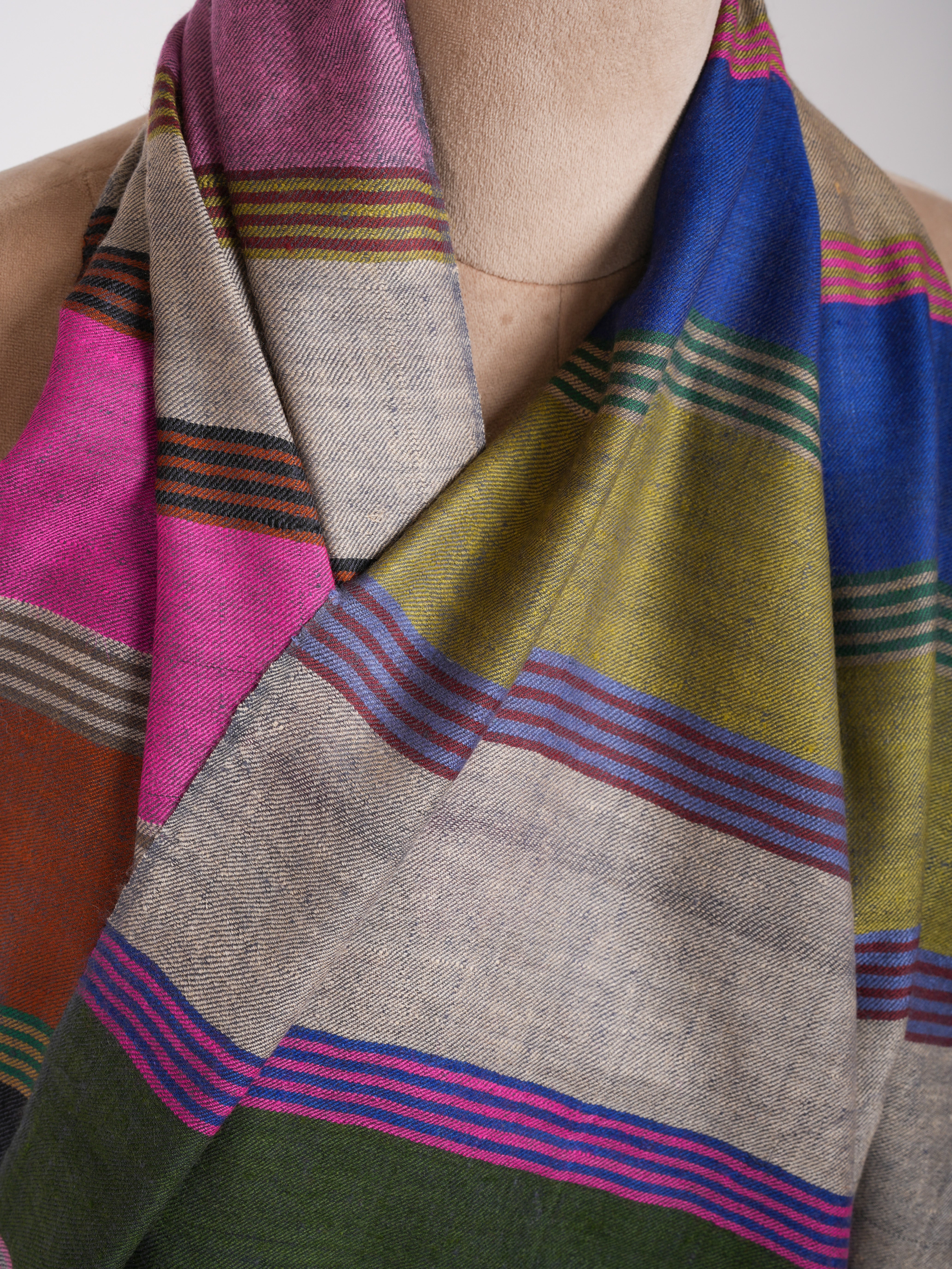 Blue Dachi Handwoven Indian Pashmina Shawl