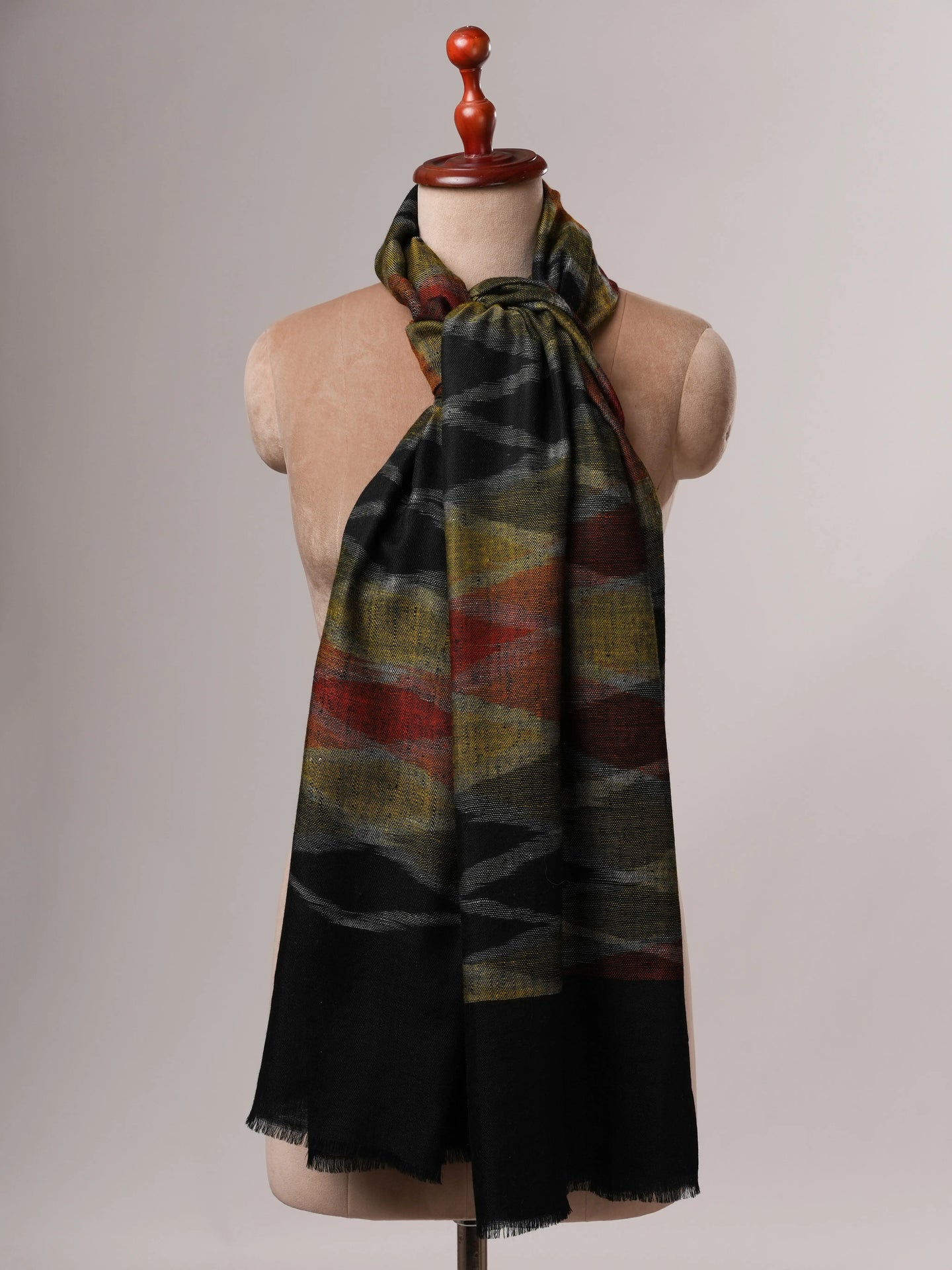 Artisan Made Ikat Handwoven Pure Pashmina Shawl
