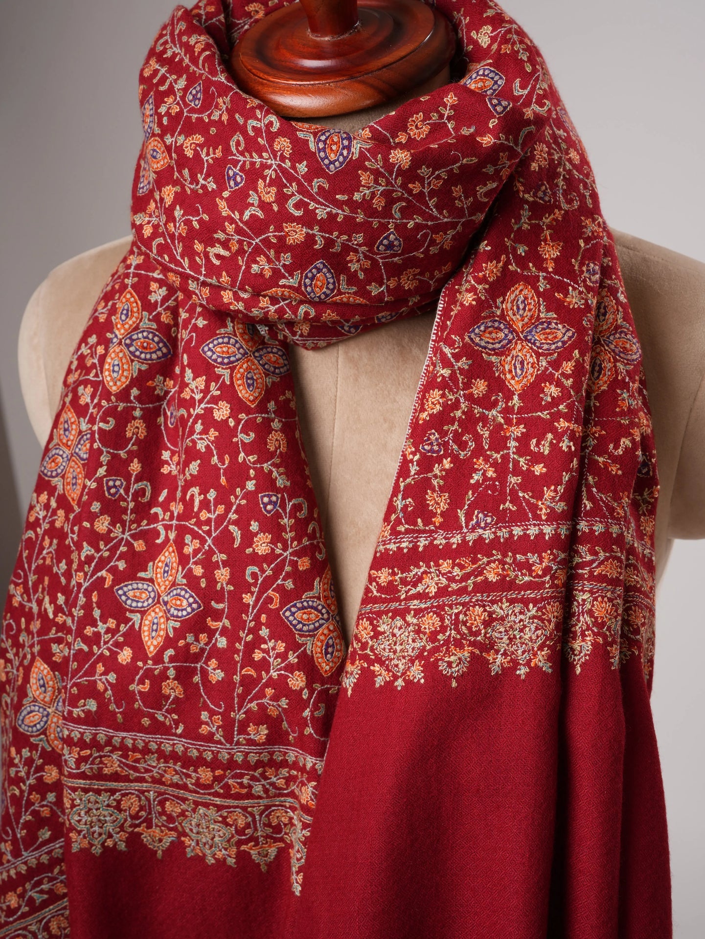 Neem Jamavar Shahkaar Pashmina Shawl with Fine Embroidery Shahkaar